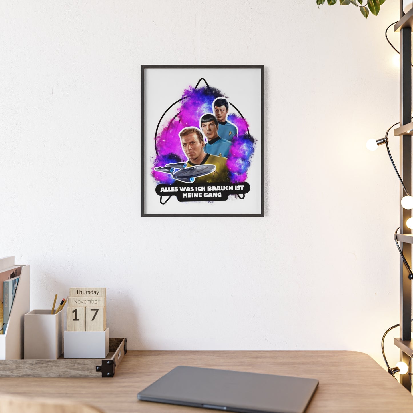 Star Trek Inspired Art Print with Wooden Frame - 'Alles Was Ich Brauch Ist Meine Gang'