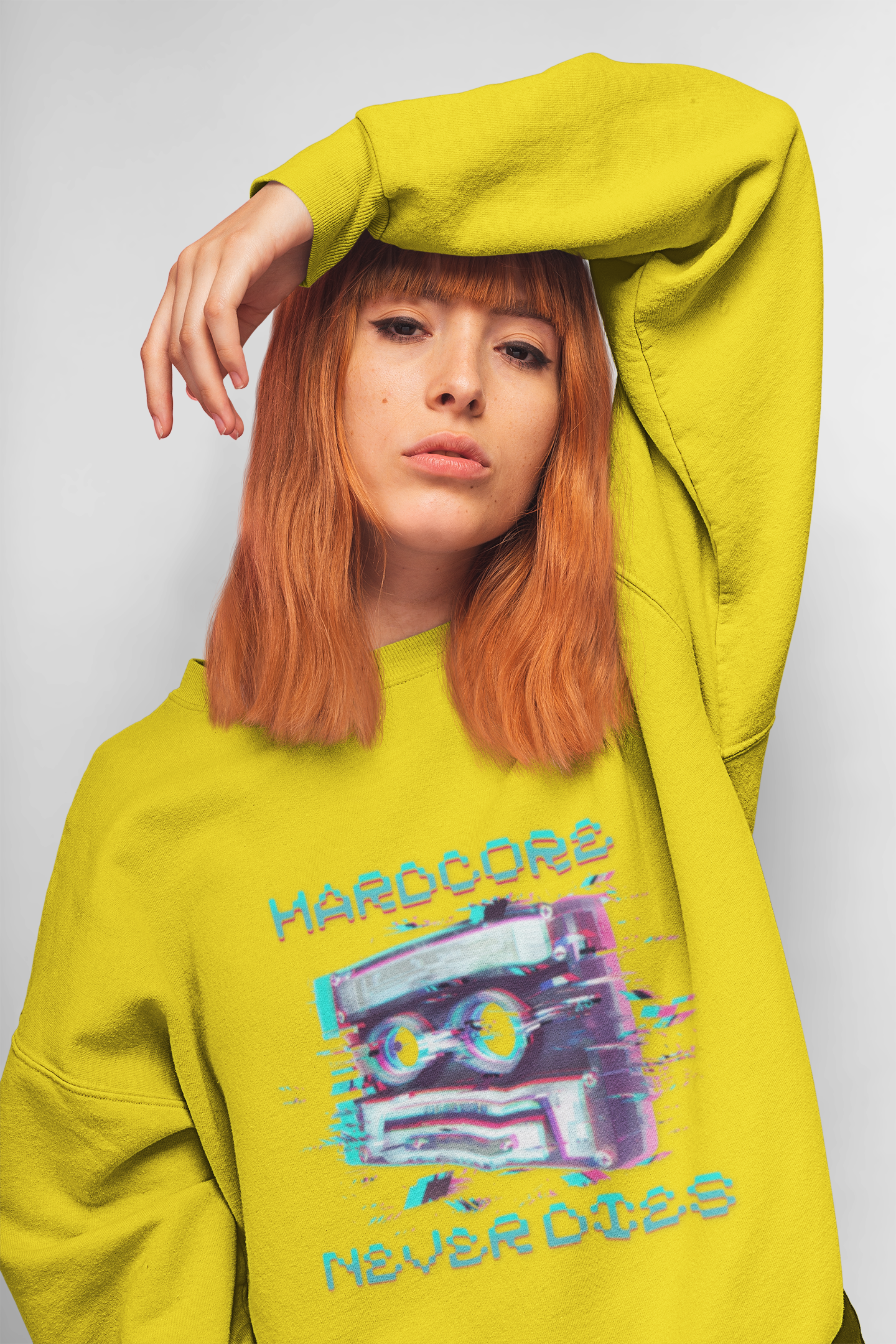 Techno Vintage-Inspired Unisex Sweatshirt - Hardcore Never Dies - Streetwear