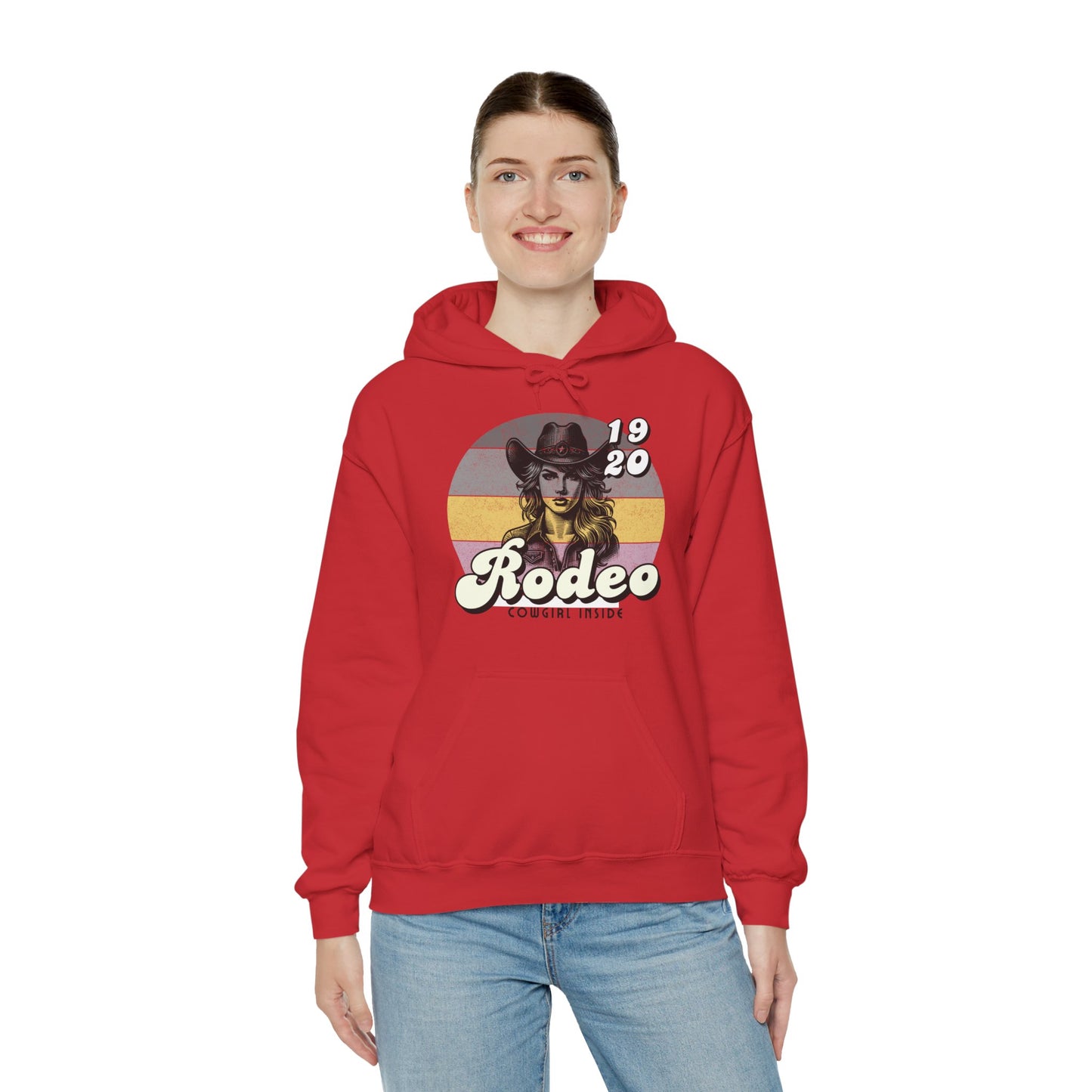Rodeo Cowgirl Hooded HOODIE - Unisex Heavy Blend⢠- Retro Style