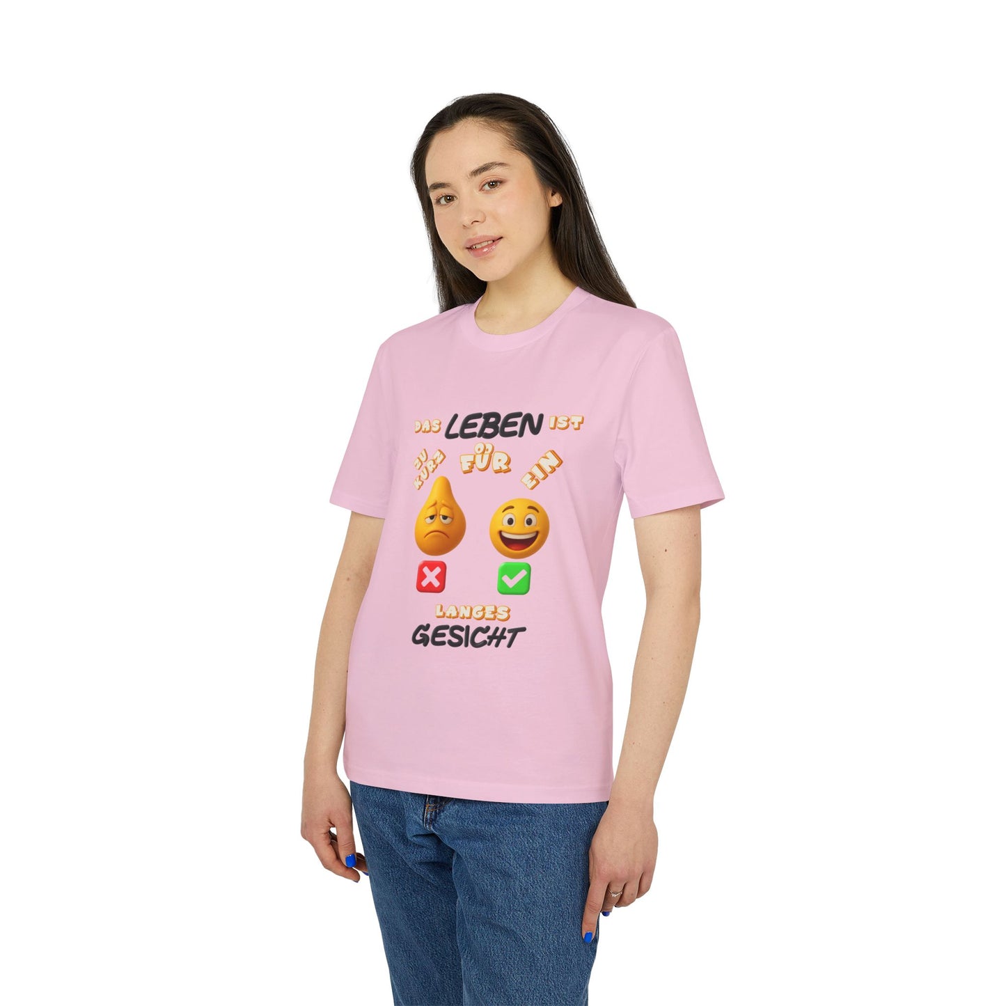 Funny Graphic T-Shirt - 'Das Leben ist zu kurz für ein langes Gesicht'