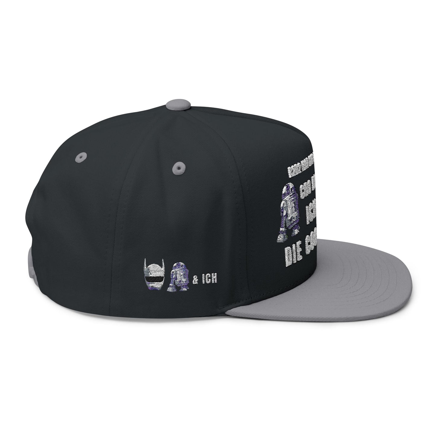 Flat Bill Cap with Fun Embroidery R2D2 - Cro - & ICH