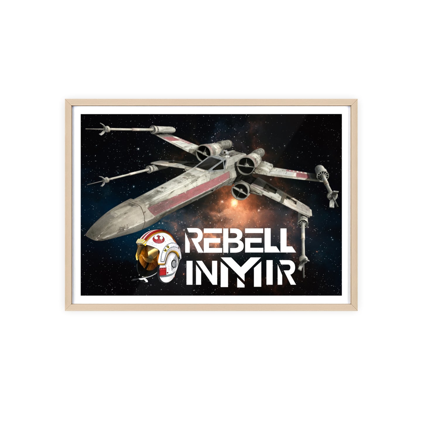 Star Wars X-Wing Fighter Poster with Wooden Frame - Rebel Inyir Decor