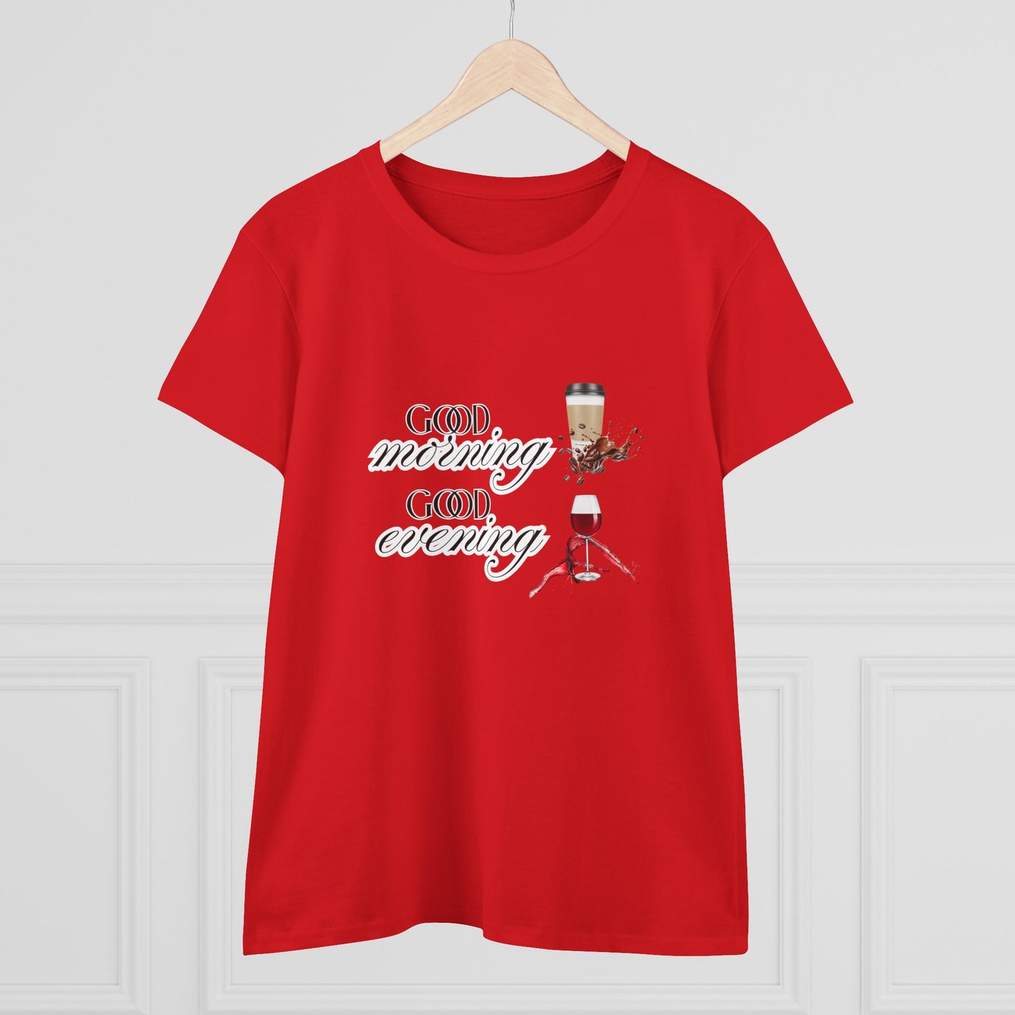 Good Morning - Good Evening Cotton Tee, Women's Graphic Shirt