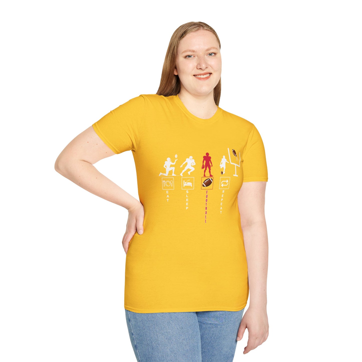 Football Life Unisex T-Shirt - Eat, Sleep, Football, Repeat