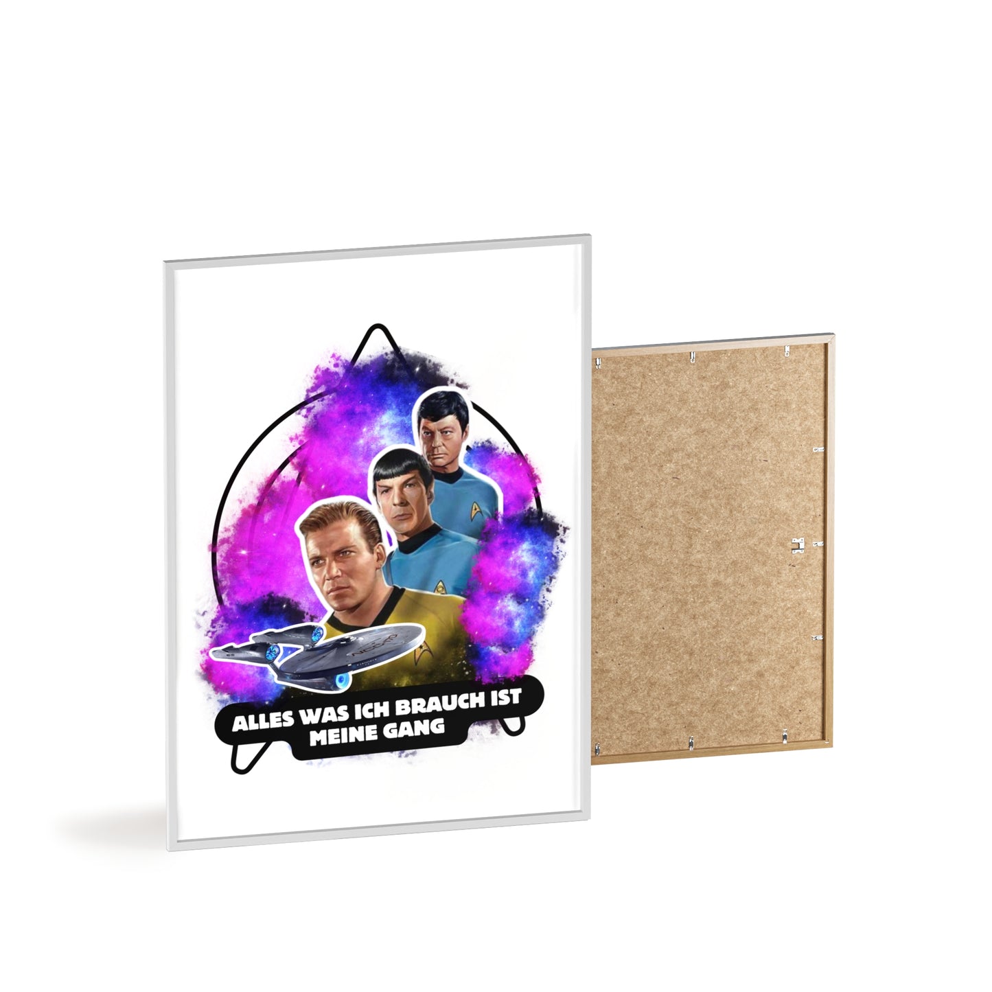 Star Trek Inspired Art Print with Wooden Frame - 'Alles Was Ich Brauch Ist Meine Gang'