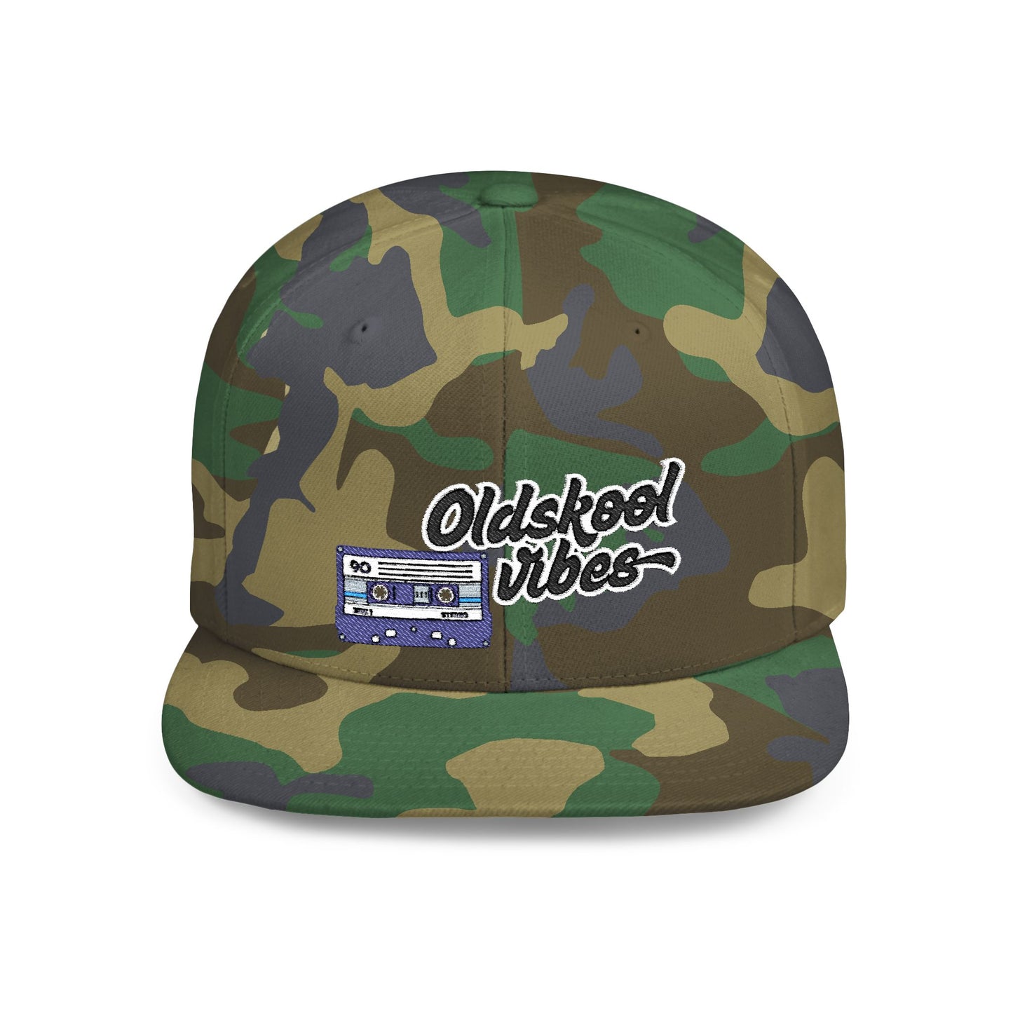 Oldschool Vibes Flat Bill Snapback Cap | Retro Style Hat for Casual Wear