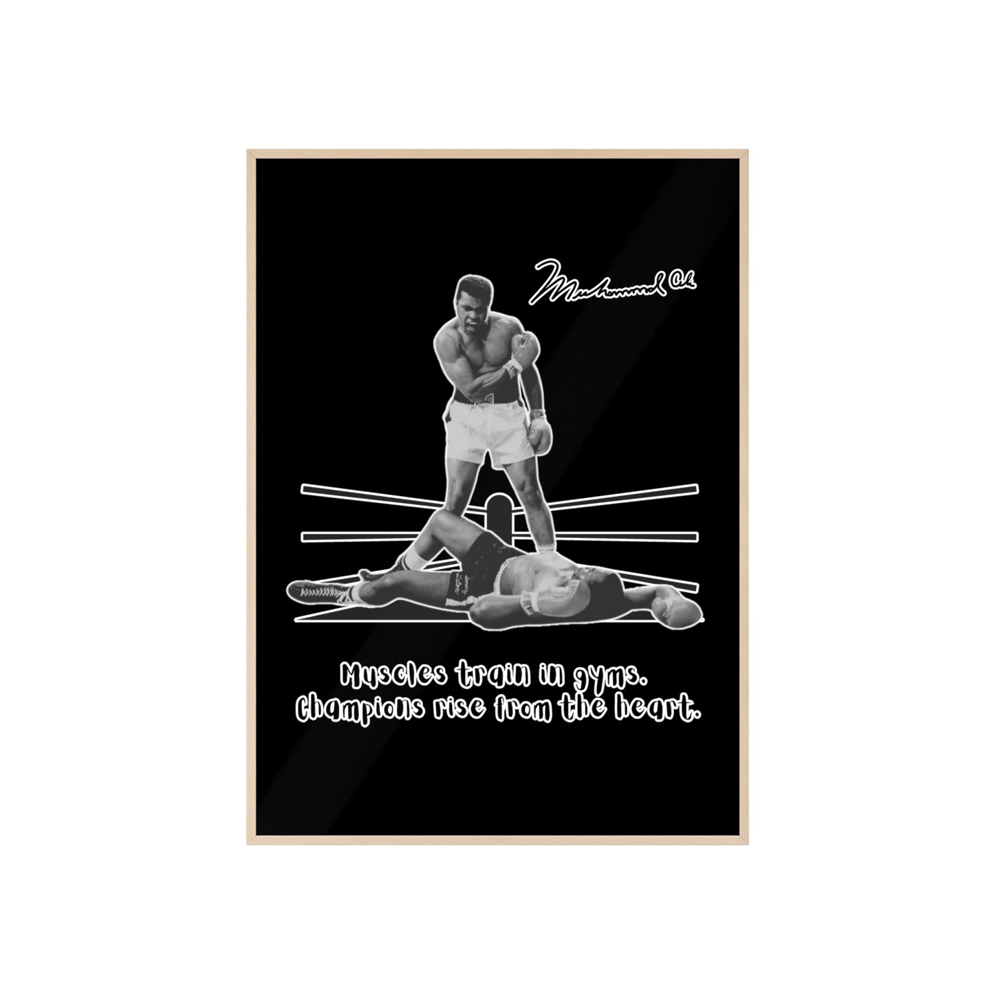 Boxing Inspired Wall Art Poster with Wooden Frame - Muhammad Ali