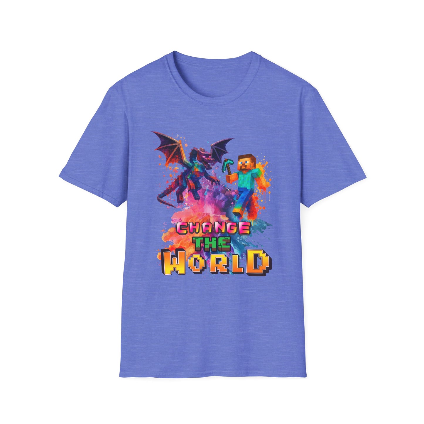 Minecraft Change the World Video Game T-Shirt - Unisex Softstyle Tee for Gamers