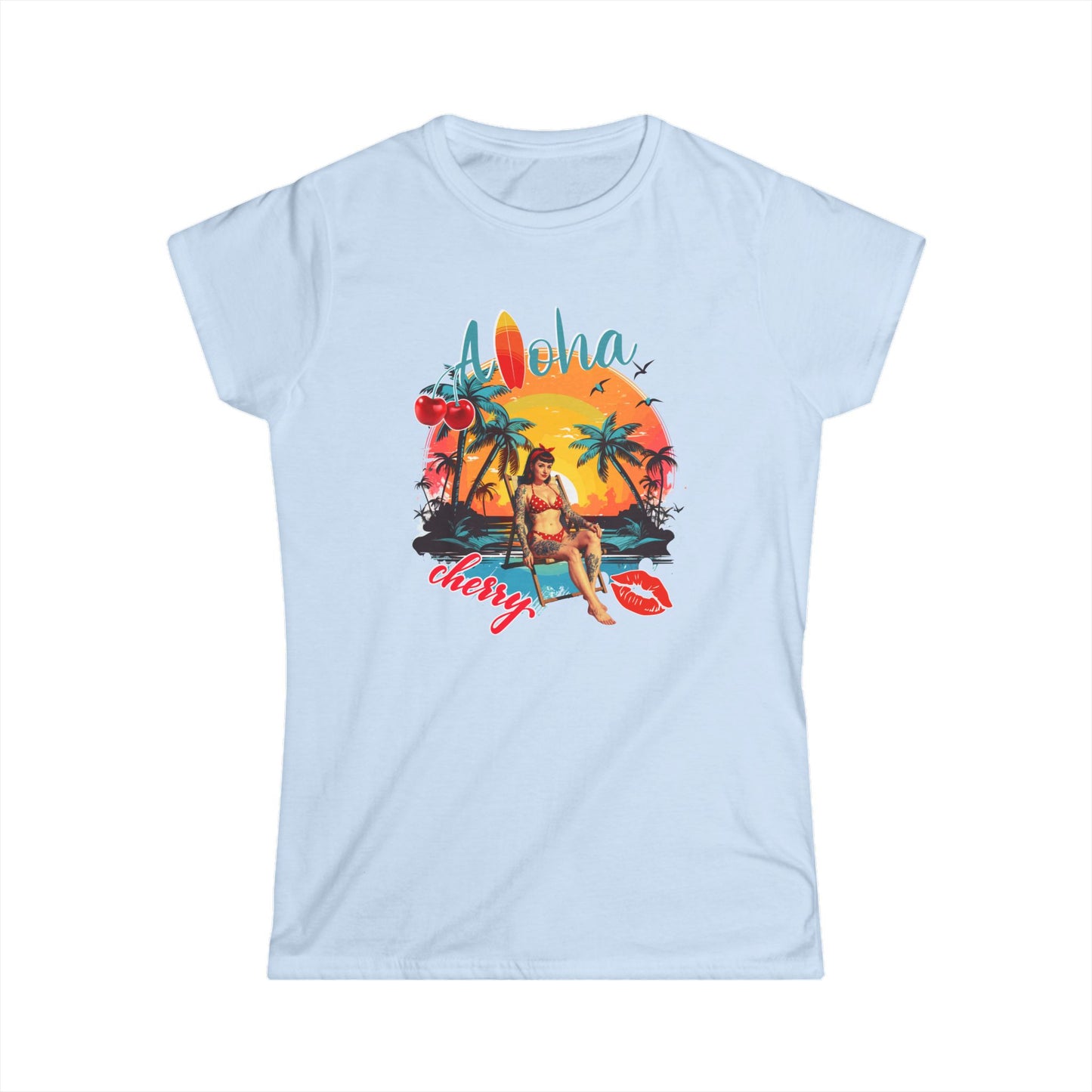 Aloha Cherry Women's Softstyle Shirt Rockabilly