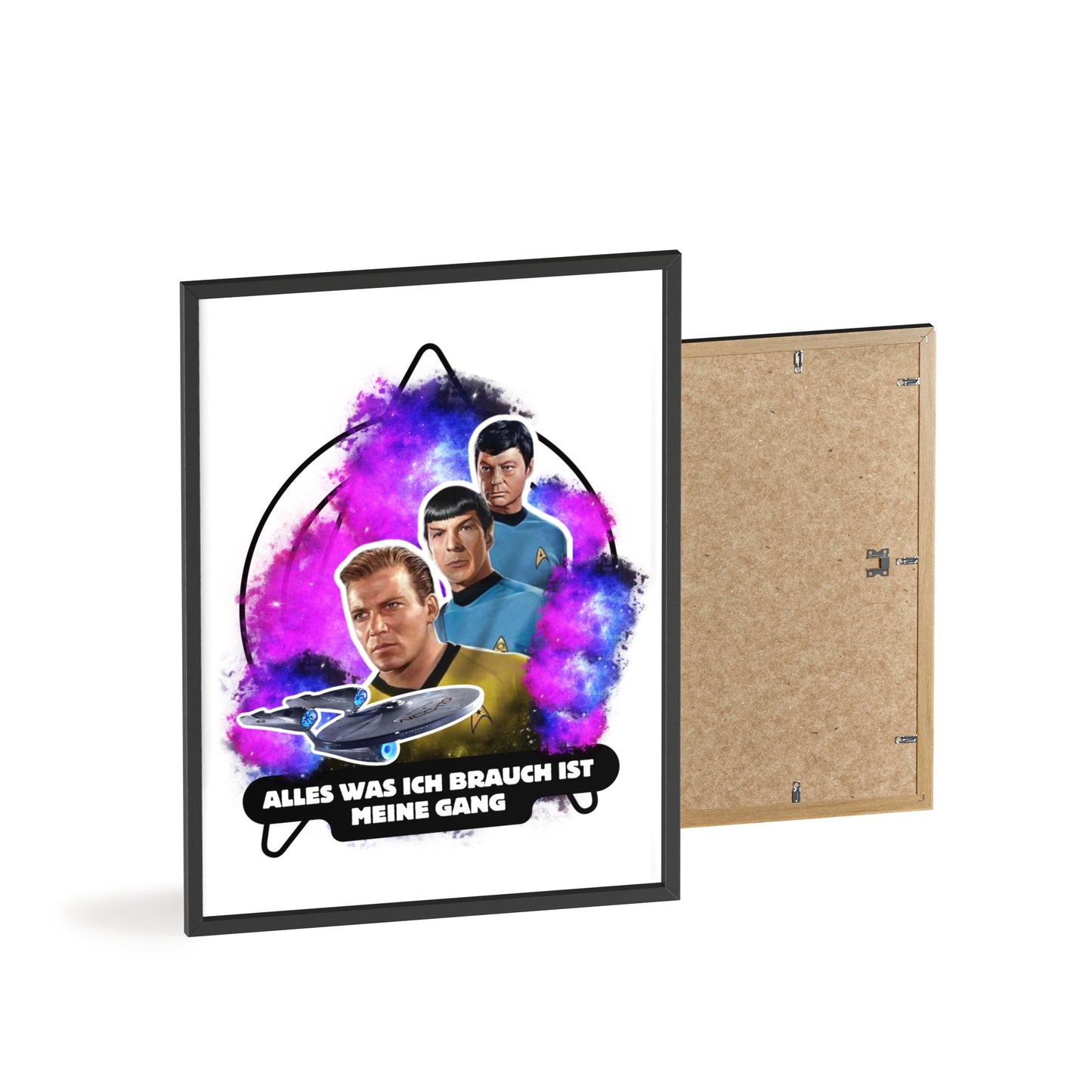Star Trek Inspired Art Print with Wooden Frame - 'Alles Was Ich Brauch Ist Meine Gang'