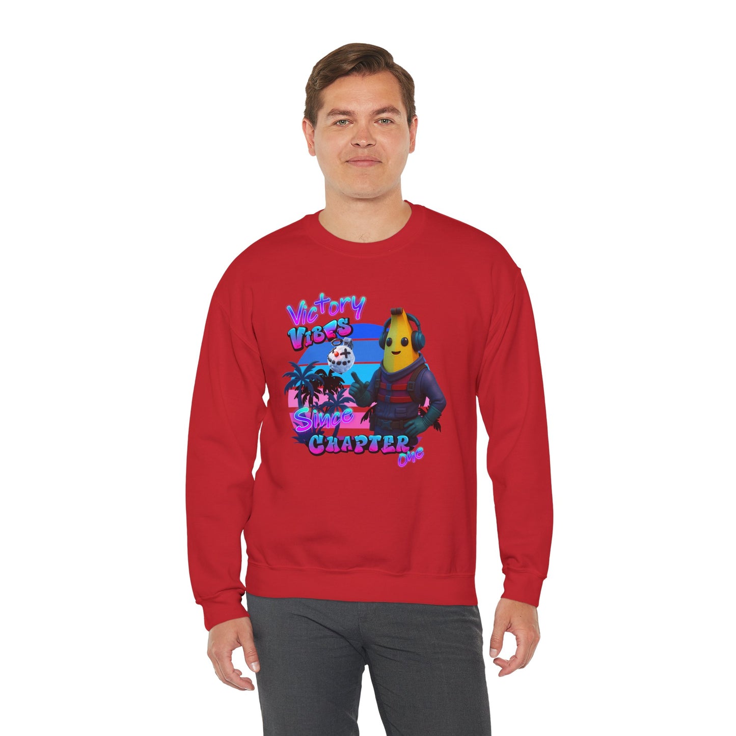 Victory Fortnite Vibes Banana Crewneck Sweatshirt - Unisex Heavy Blend