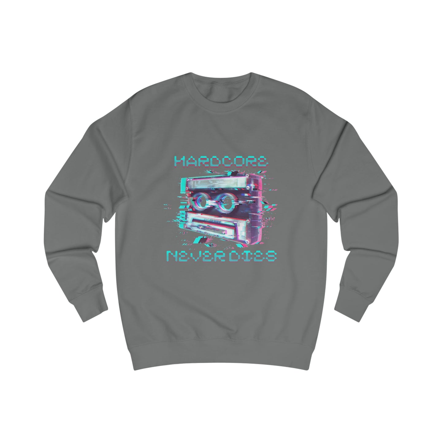 Techno Vintage-Inspired Unisex Sweatshirt - Hardcore Never Dies - Streetwear