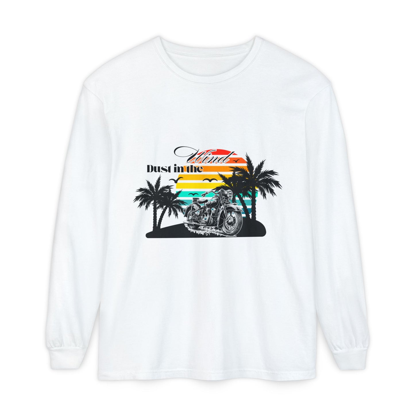 Dust in the Wind - Vintage Motorcycle & Sunset Design
