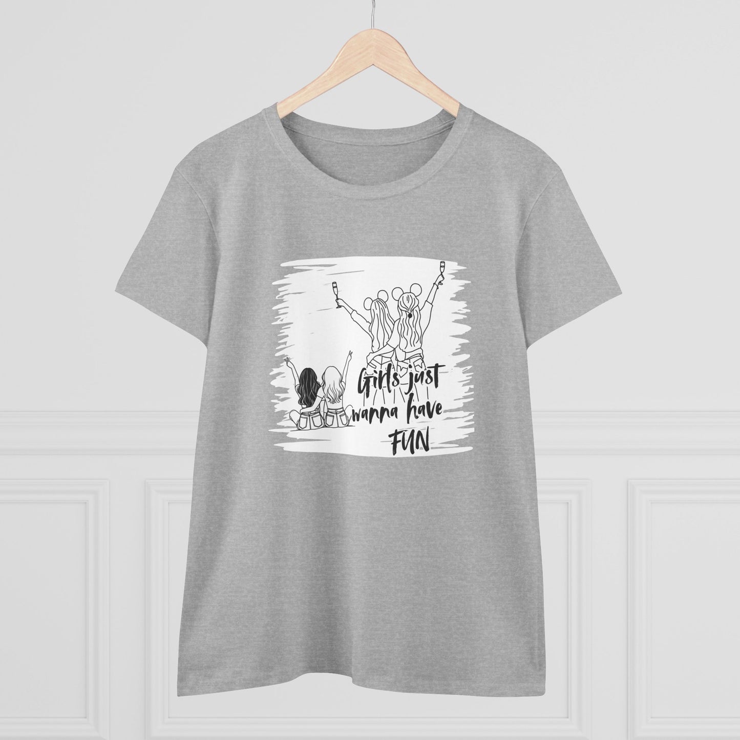 Girls Just Wanna Have Fun Cotton Tee - Women's Midweight Casual Shirt