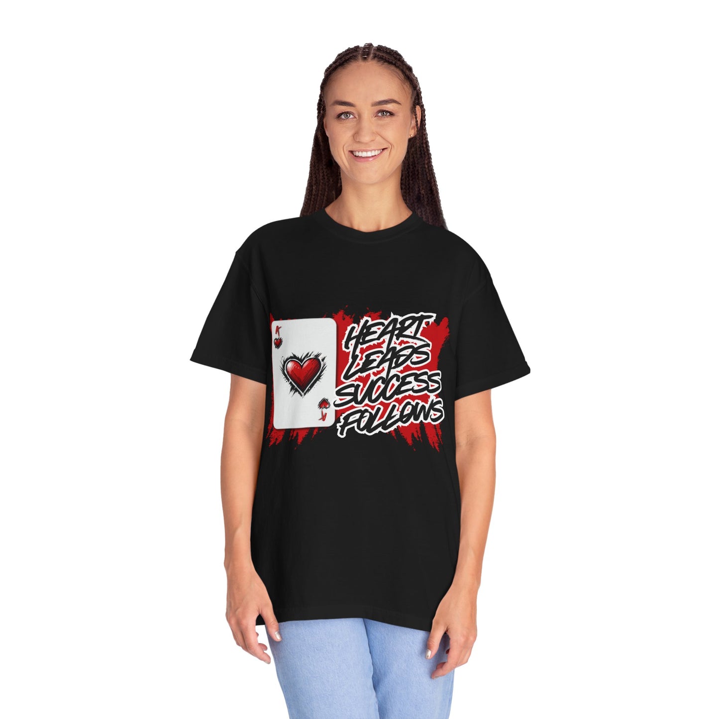 Heart Leads Success Unisex Heavy Cotton Tee | Graphic Tee | Casual Wear | Gift for Gamers | Inspirational Fashion | Streetwear