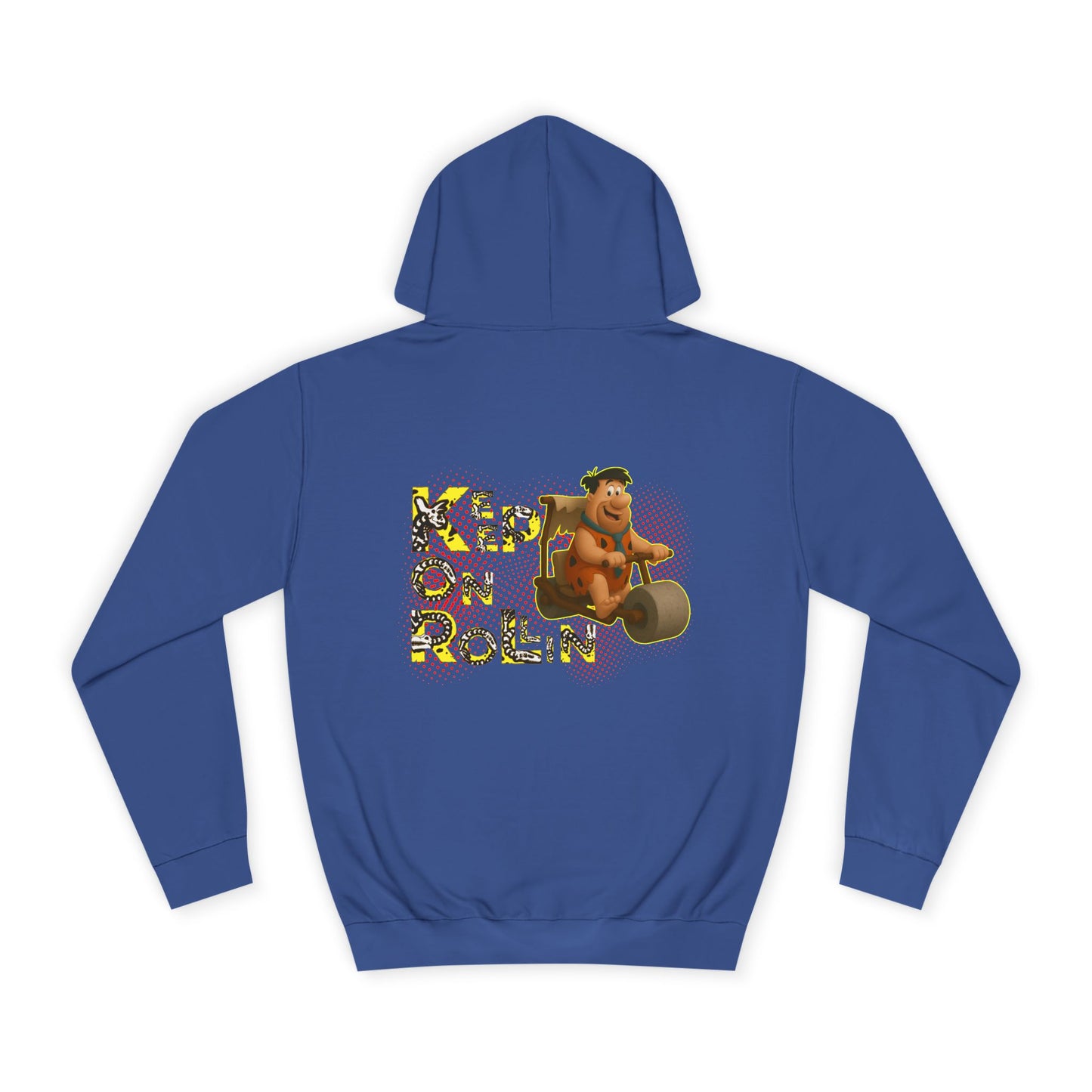 'Keep On Rollin' Design Unisex College Hoodie Flintstones Feuerstein