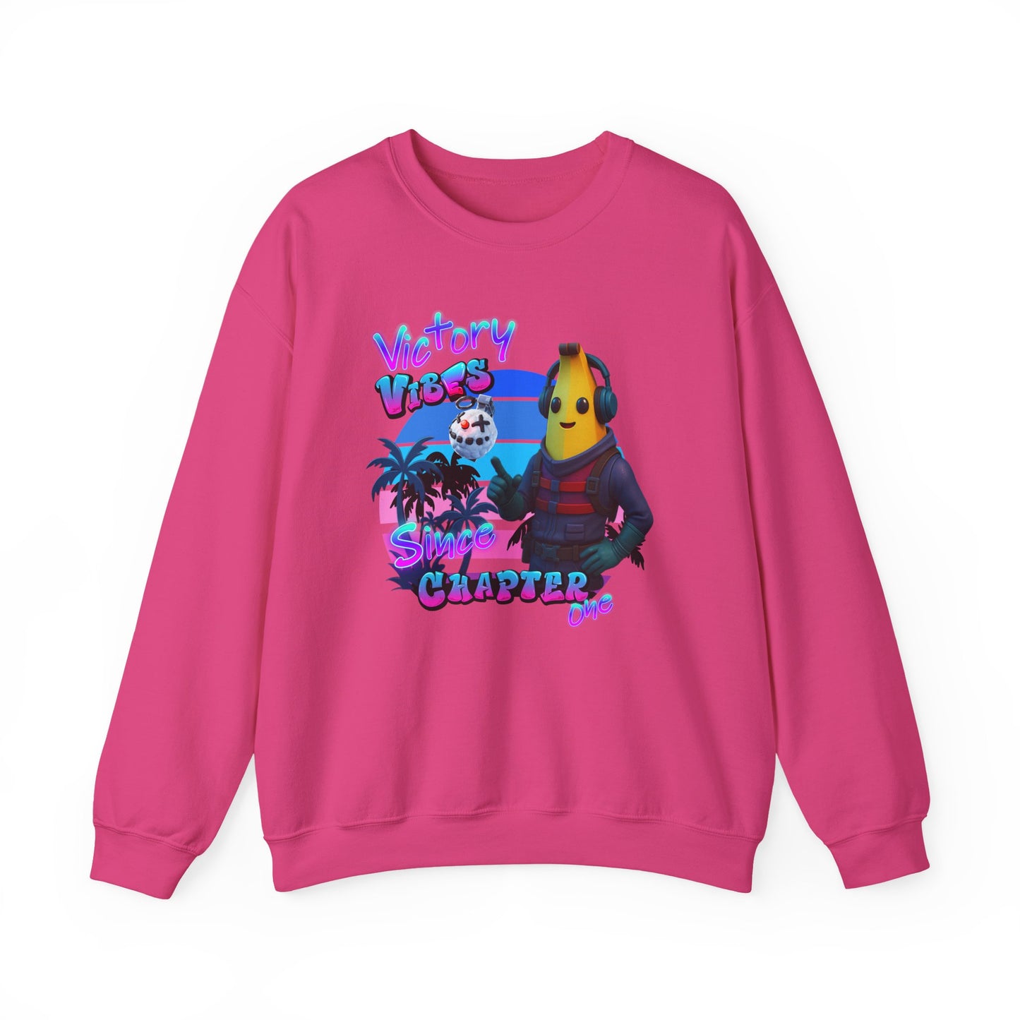 Victory Fortnite Vibes Banana Crewneck Sweatshirt - Unisex Heavy Blend