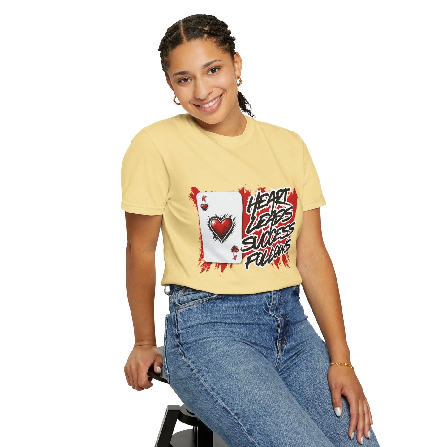 Heart Leads Success Unisex Heavy Cotton Tee | Graphic Tee | Casual Wear | Gift for Gamers | Inspirational Fashion | Streetwear