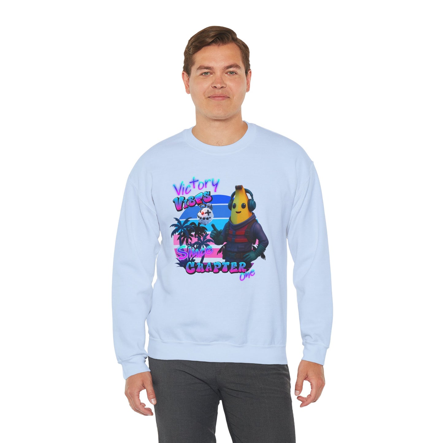 Victory Fortnite Vibes Banana Crewneck Sweatshirt - Unisex Heavy Blend