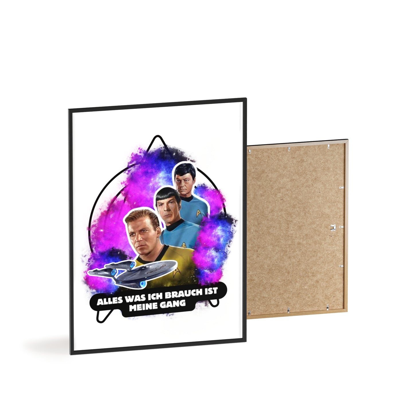 Star Trek Inspired Art Print with Wooden Frame - 'Alles Was Ich Brauch Ist Meine Gang'