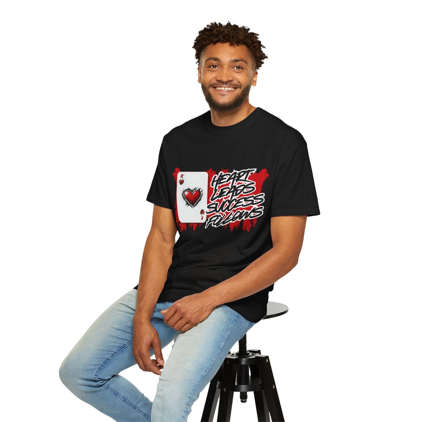 Heart Leads Success Unisex Heavy Cotton Tee | Graphic Tee | Casual Wear | Gift for Gamers | Inspirational Fashion | Streetwear