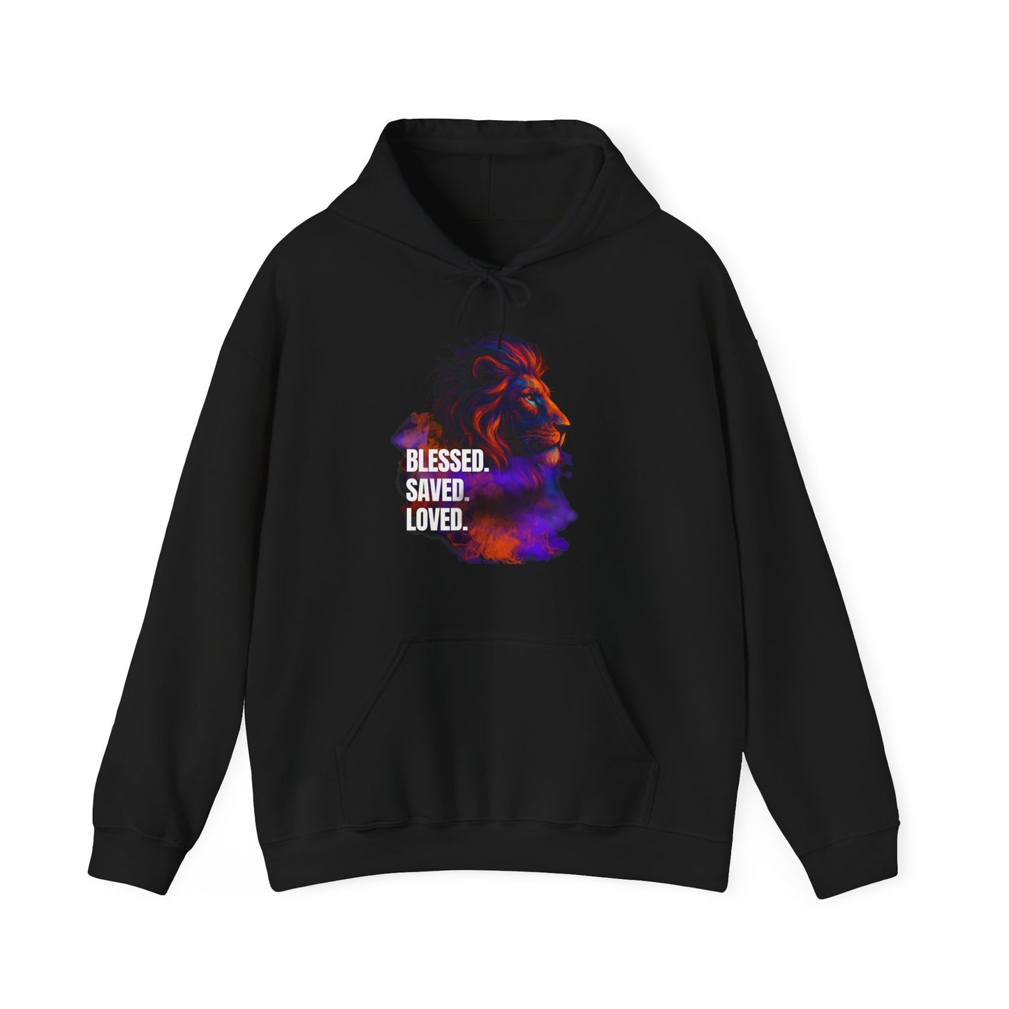 Blessed, Saved, Loved Lion Hoodie - Unisex Heavy Blend Sweatshirt