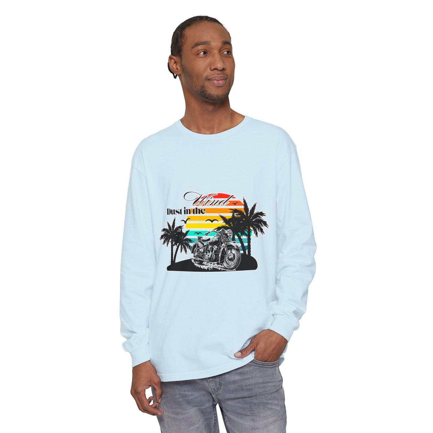 Dust in the Wind - Vintage Motorcycle & Sunset Design