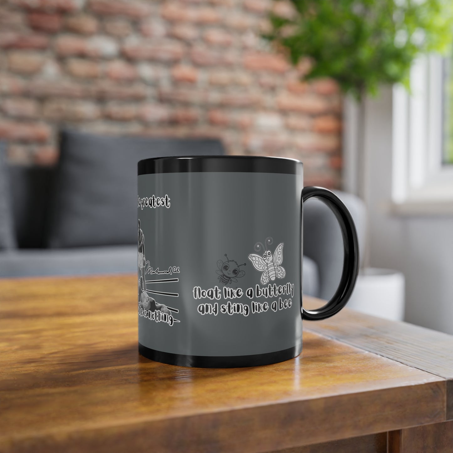 Motivational Black Coffee Mug Cup Tasse - Inspire Your Day mit Muhammed Ali C