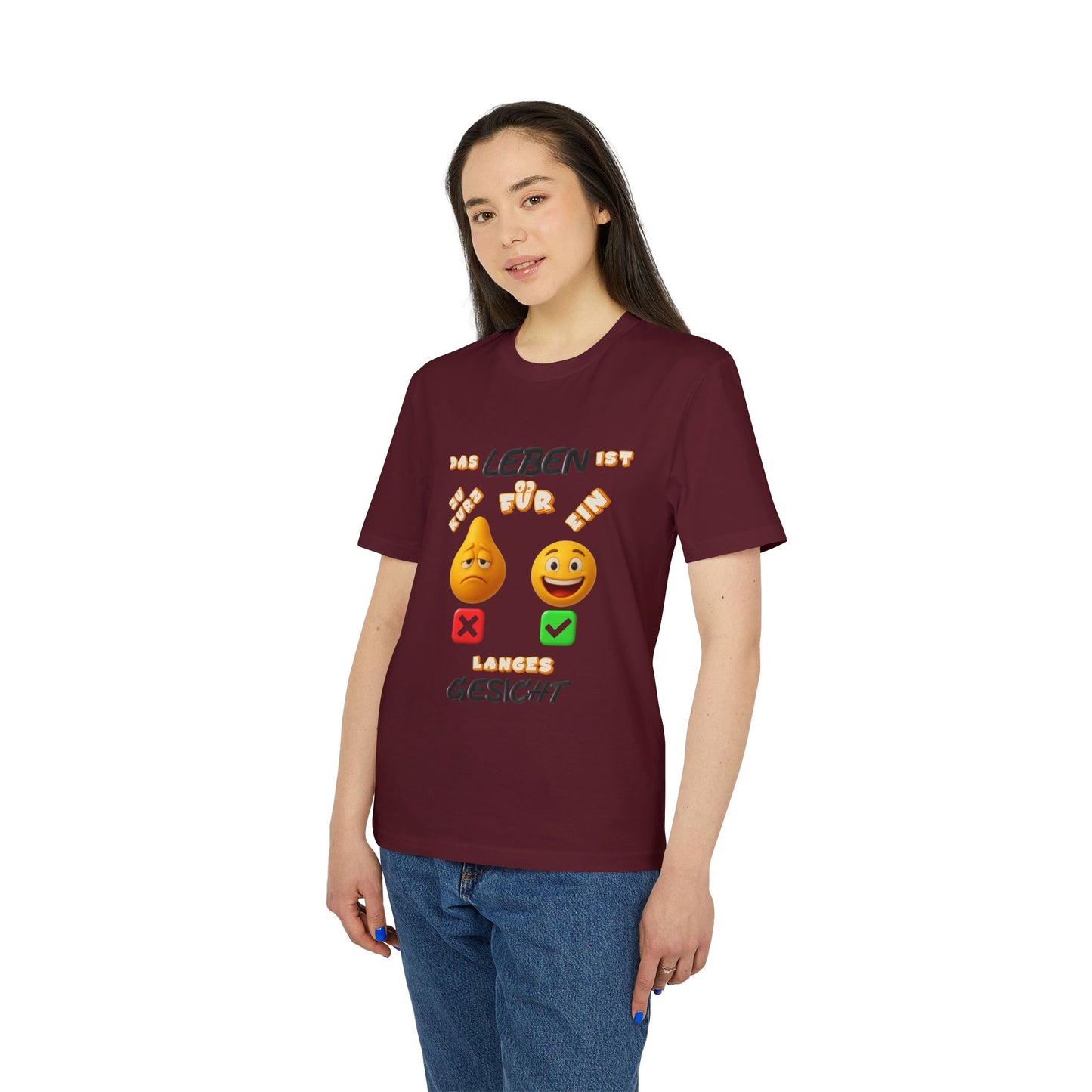 Funny Graphic T-Shirt - 'Das Leben ist zu kurz für ein langes Gesicht'
