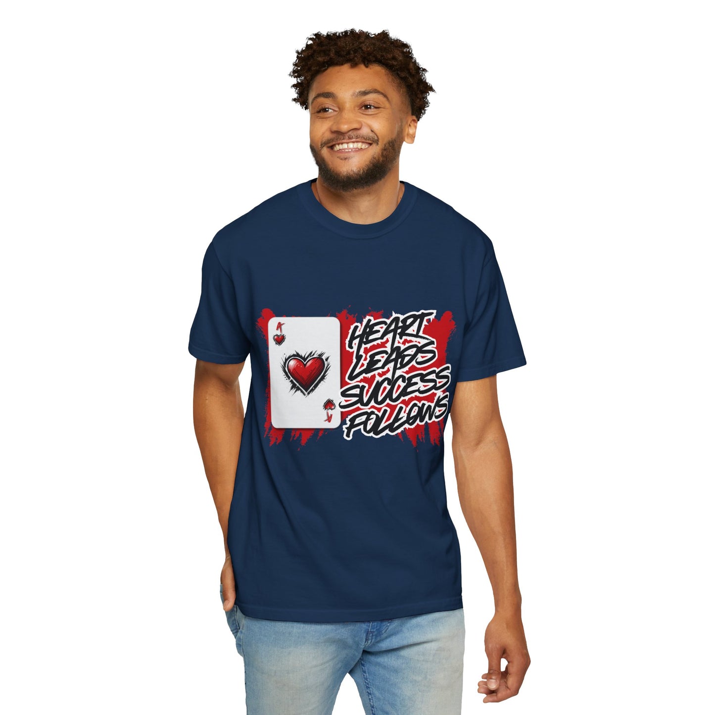 Heart Leads Success Unisex Heavy Cotton Tee | Graphic Tee | Casual Wear | Gift for Gamers | Inspirational Fashion | Streetwear