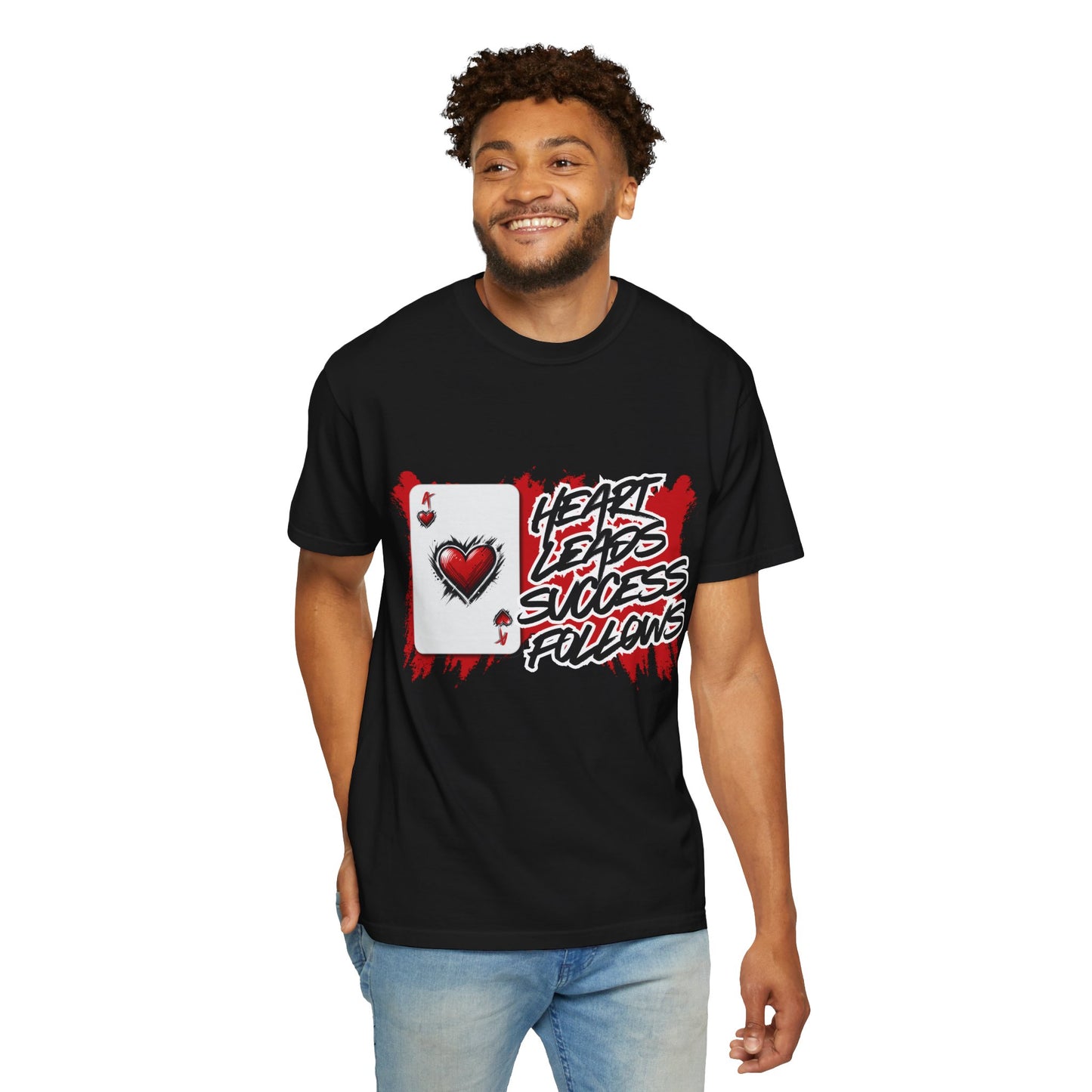 Heart Leads Success Unisex Heavy Cotton Tee | Graphic Tee | Casual Wear | Gift for Gamers | Inspirational Fashion | Streetwear