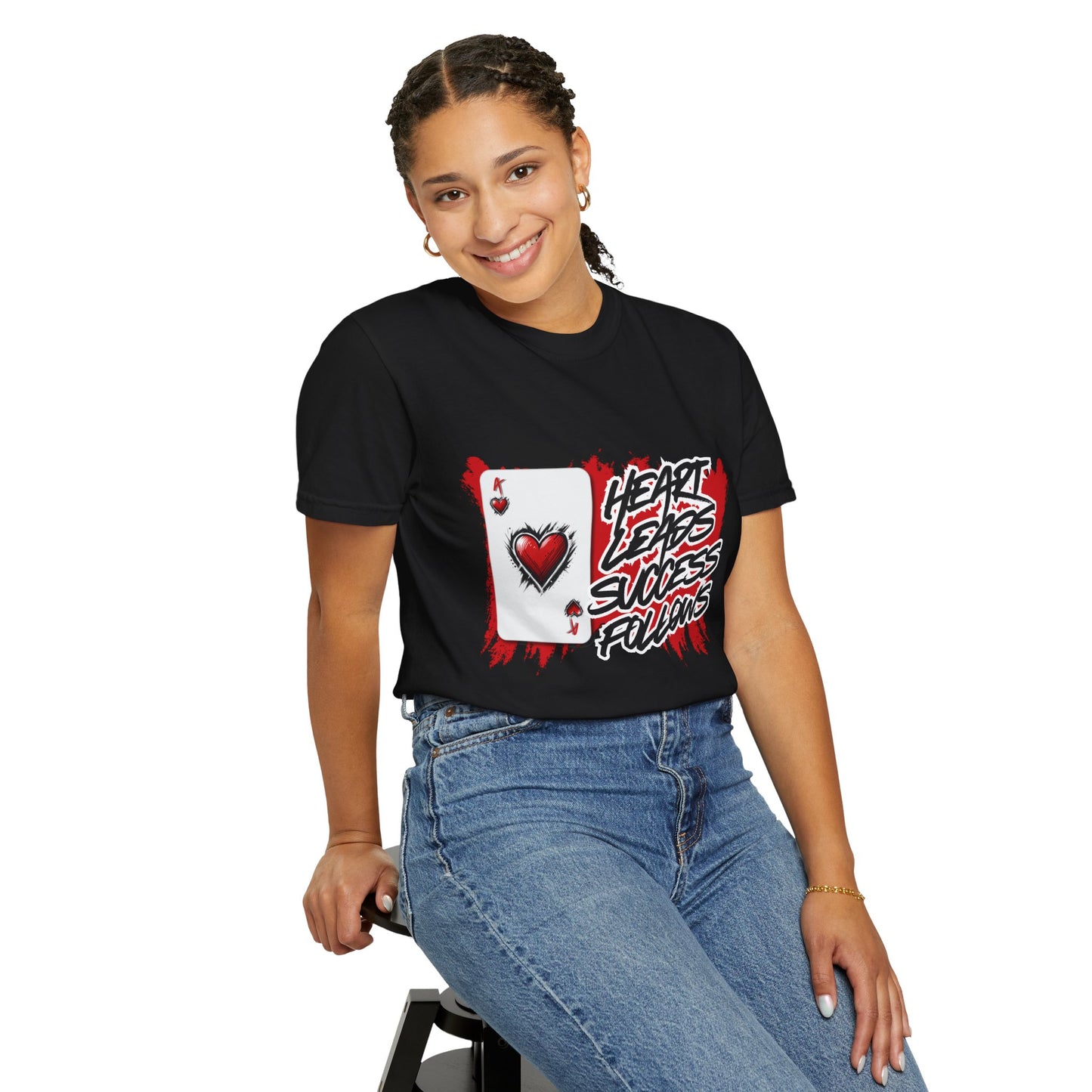 Heart Leads Success Unisex Heavy Cotton Tee | Graphic Tee | Casual Wear | Gift for Gamers | Inspirational Fashion | Streetwear
