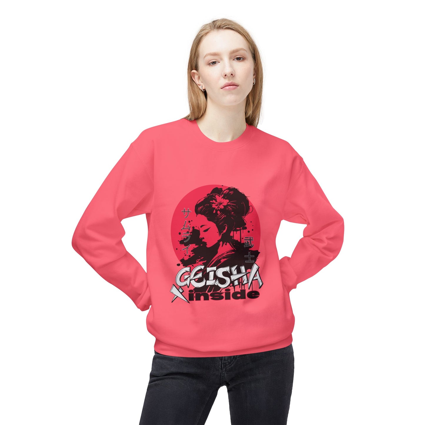 Unisex "Geisha Inside"Fleece Sweatshirt, Cozy
