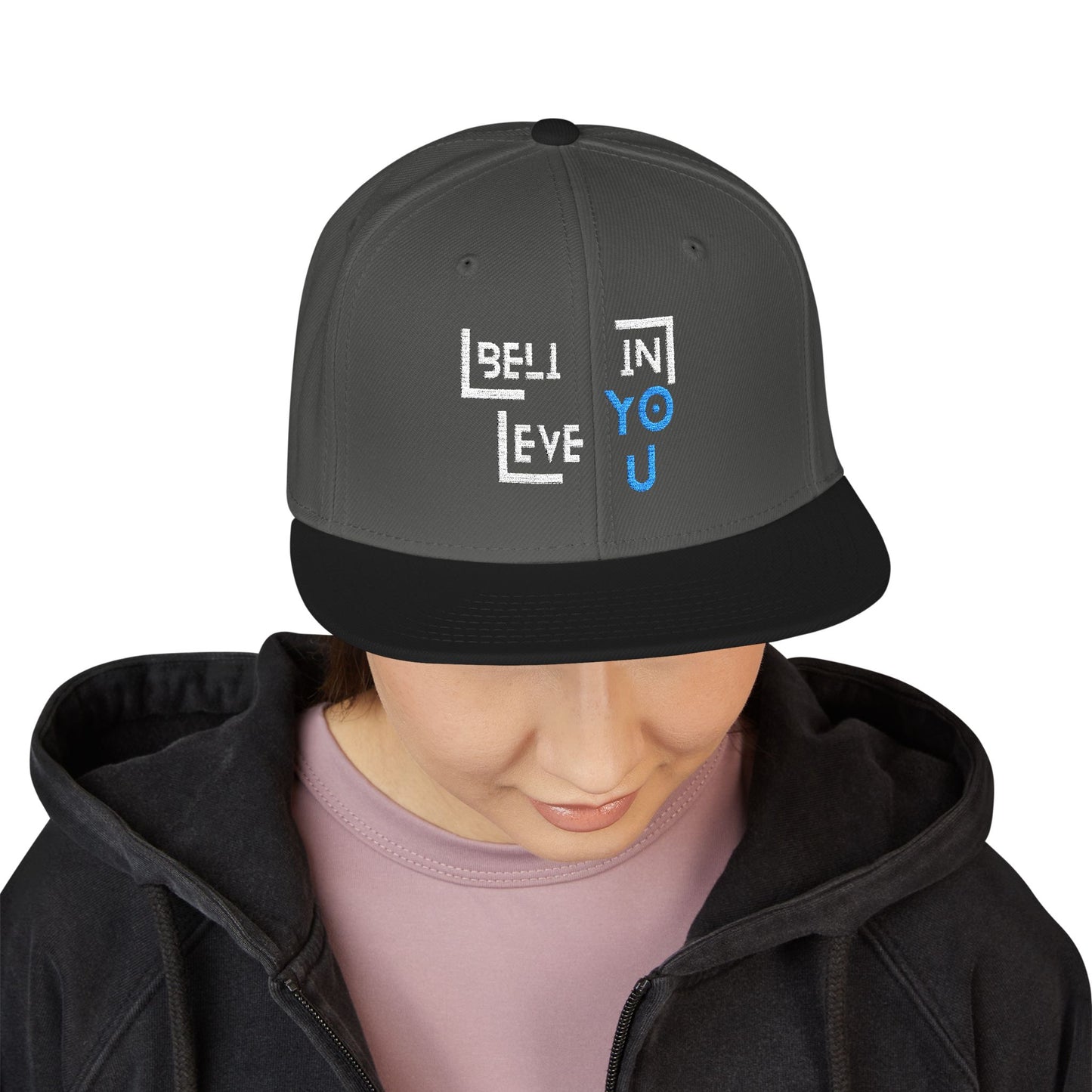 Motivational Snapback Hat - "Believe in You" Embroidery