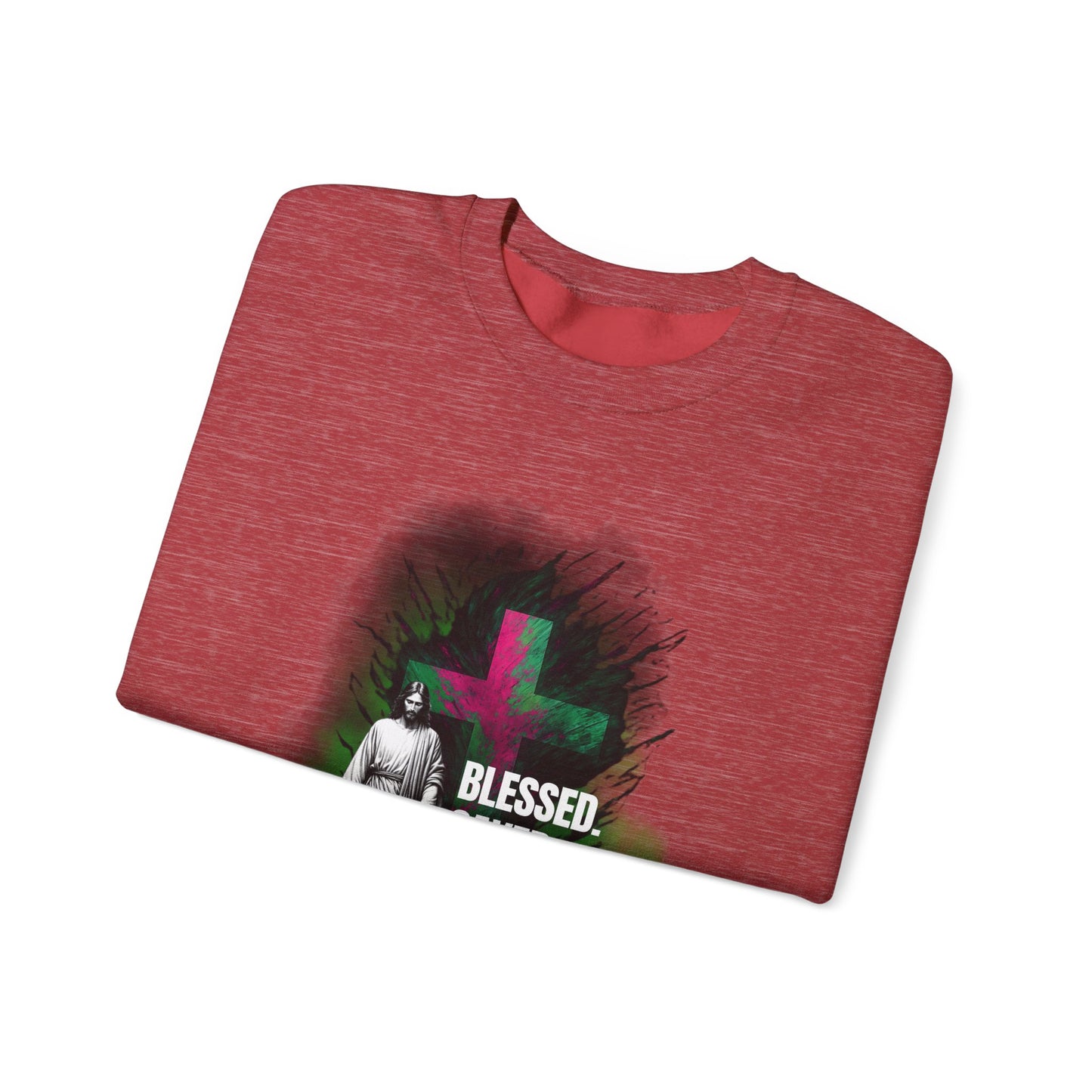 Jesus mit Faith und Spruch Blessed -Saved -Forgiven Sweatshirt