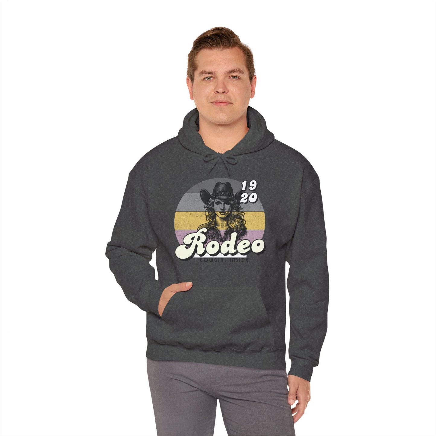 Rodeo Cowgirl Hooded HOODIE - Unisex Heavy Blend⢠- Retro Style
