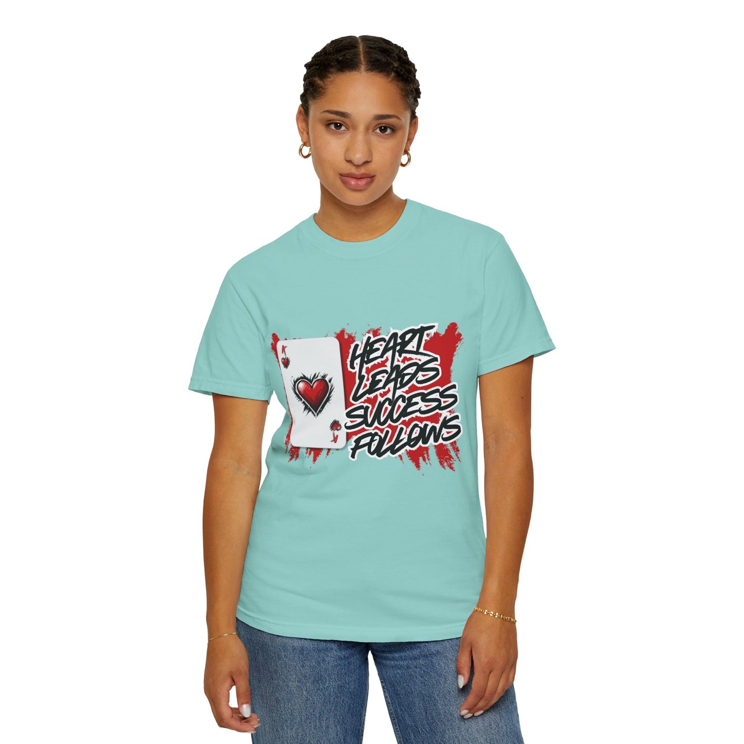 Heart Leads Success Unisex Heavy Cotton Tee | Graphic Tee | Casual Wear | Gift for Gamers | Inspirational Fashion | Streetwear