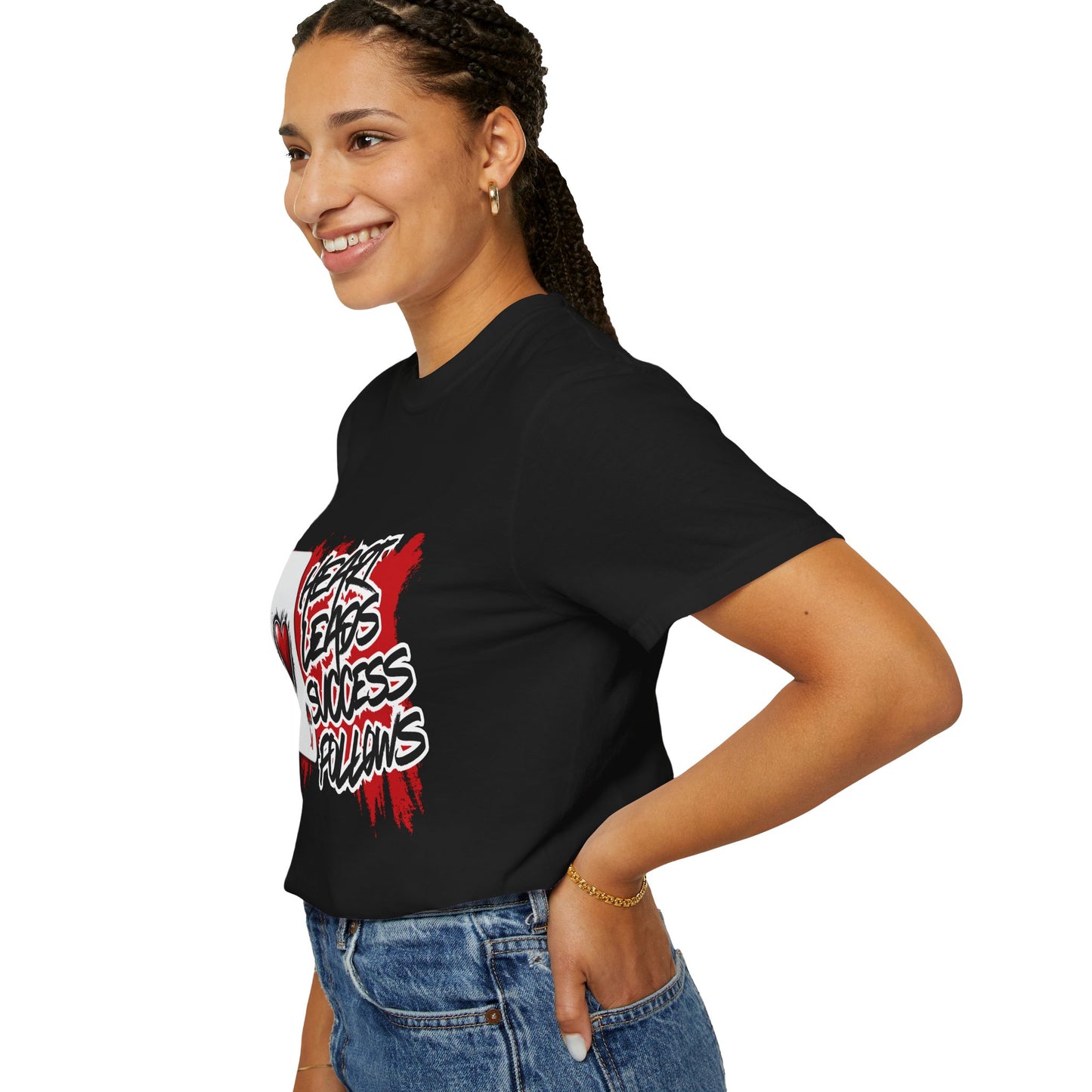 Heart Leads Success Unisex Heavy Cotton Tee | Graphic Tee | Casual Wear | Gift for Gamers | Inspirational Fashion | Streetwear