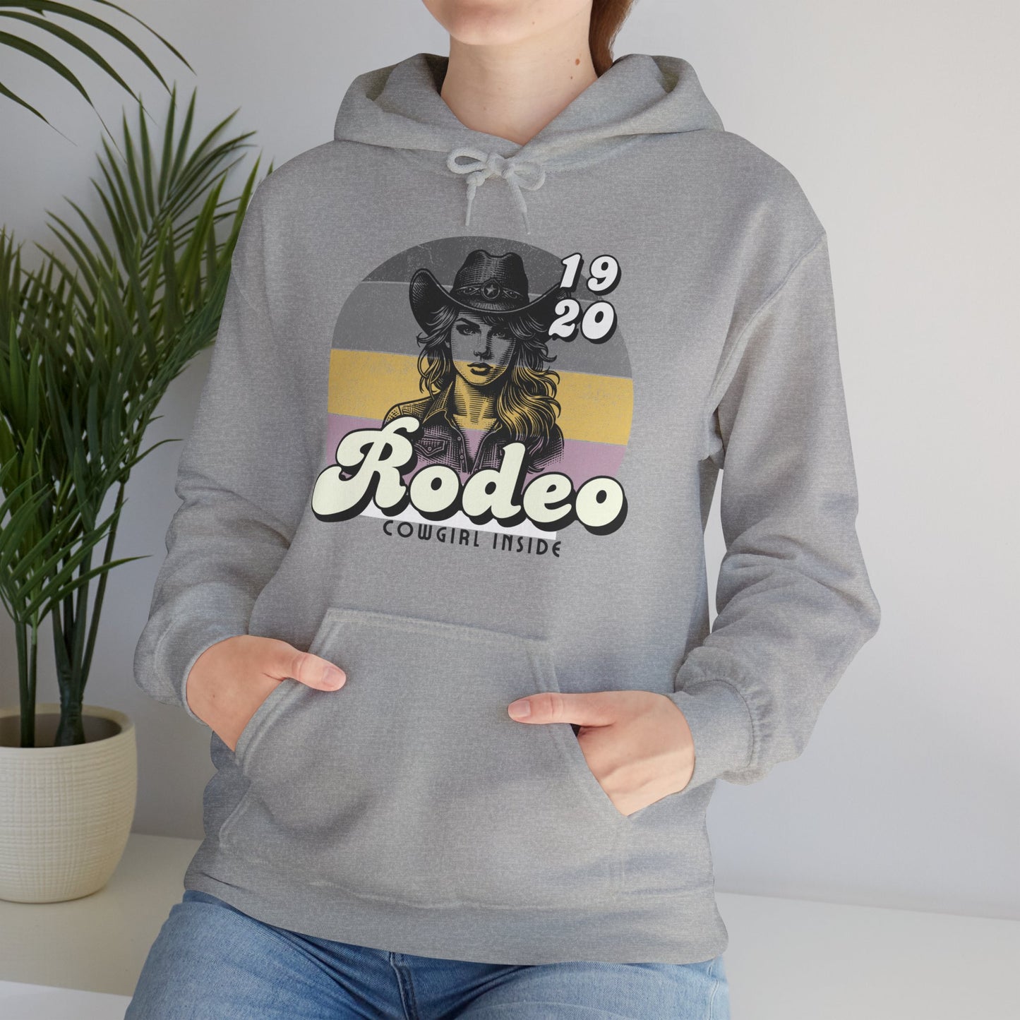 Rodeo Cowgirl Hooded HOODIE - Unisex Heavy Blend⢠- Retro Style