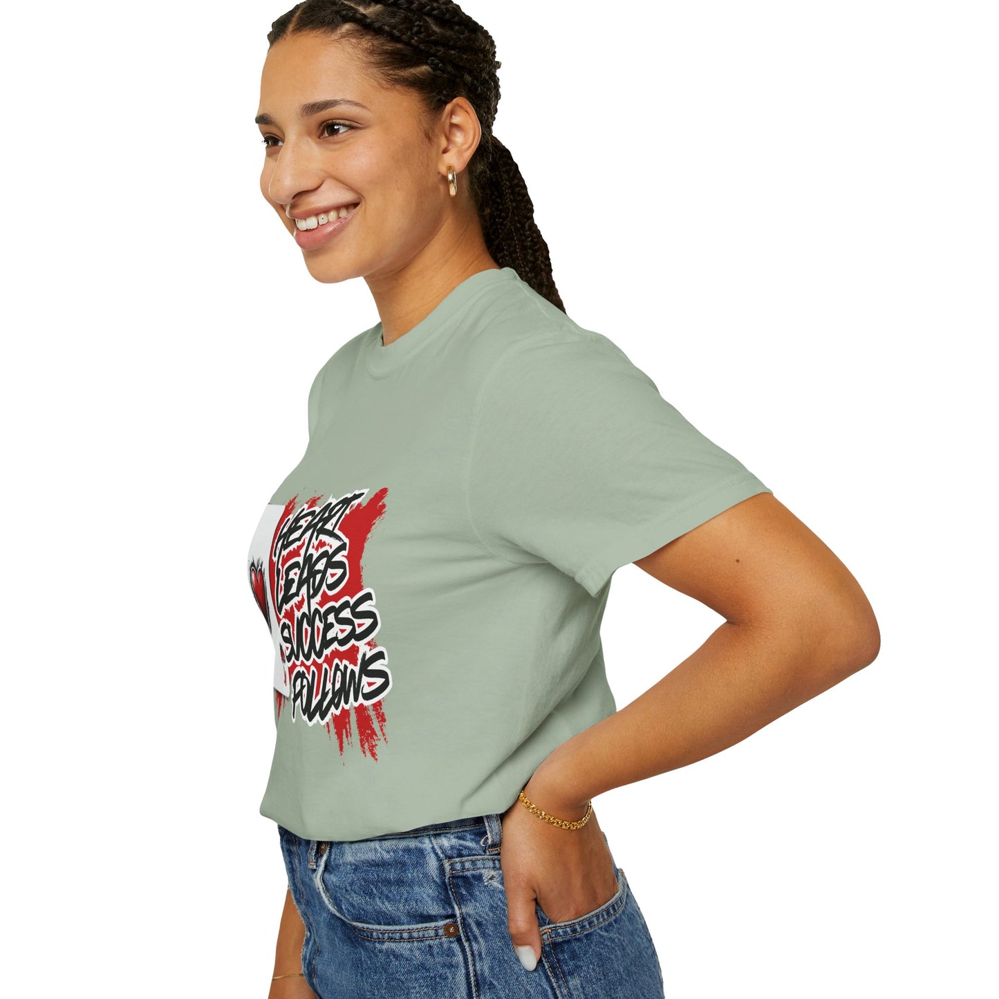 Heart Leads Success Unisex Heavy Cotton Tee | Graphic Tee | Casual Wear | Gift for Gamers | Inspirational Fashion | Streetwear