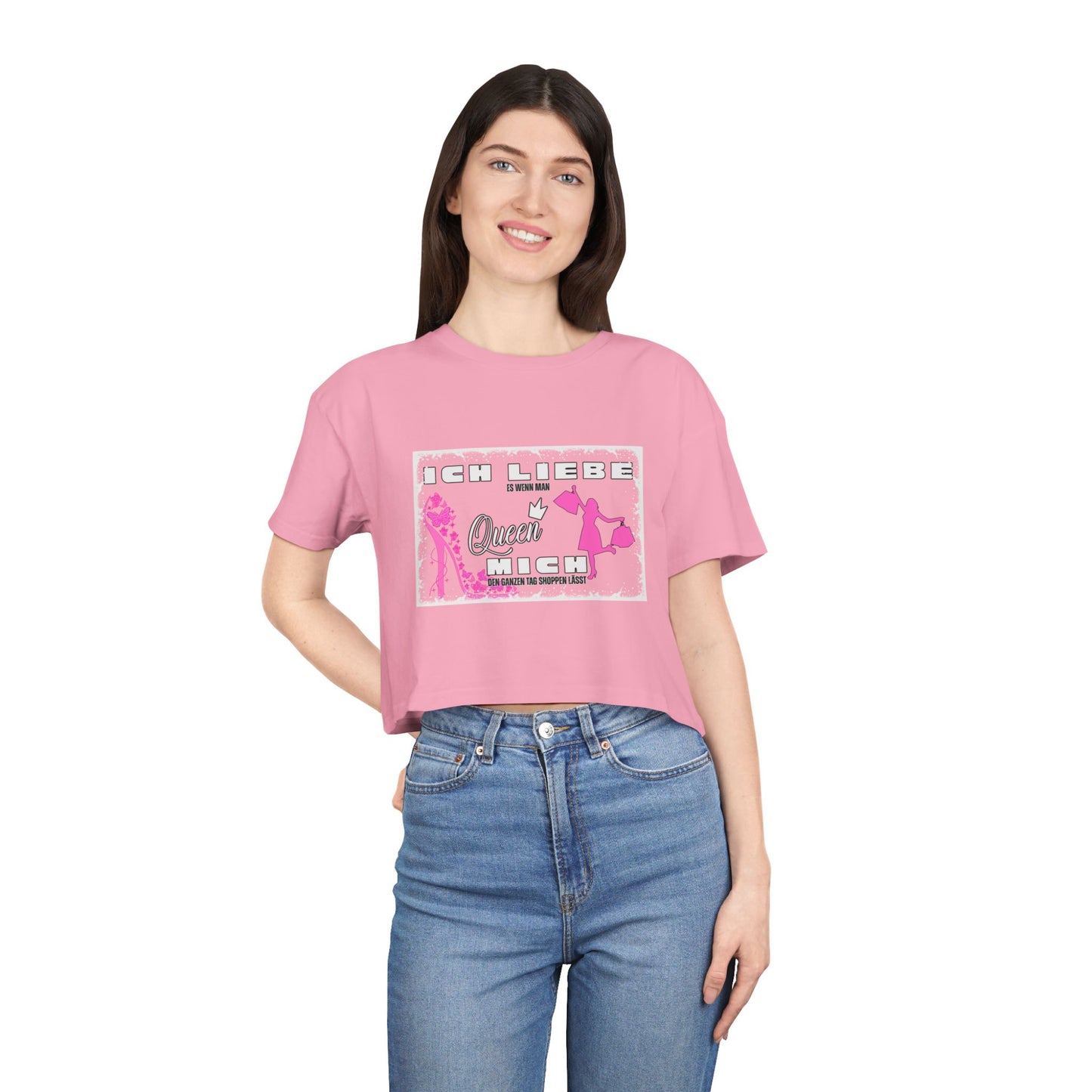 Ich liebe shoppe "Shopping Queen" Crop Tee copped Shirt