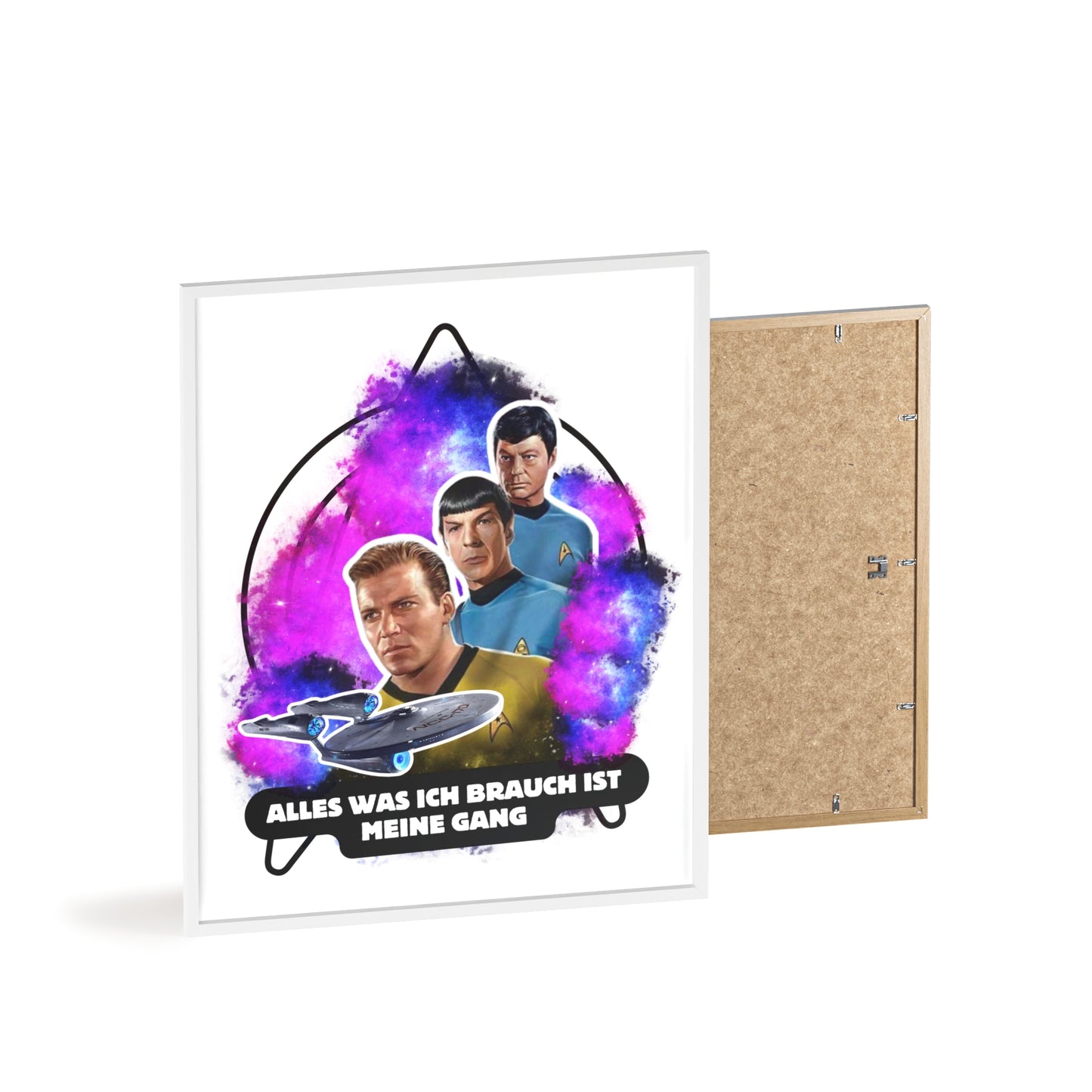 Star Trek Inspired Art Print with Wooden Frame - 'Alles Was Ich Brauch Ist Meine Gang'