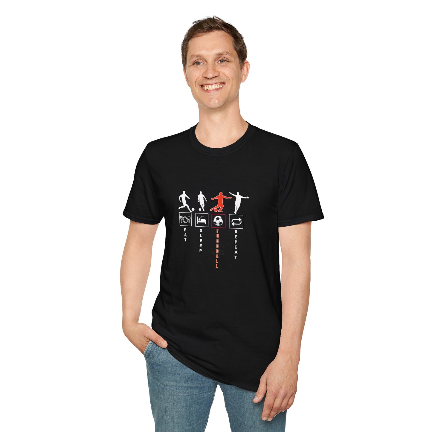 Fußball - Soccer Life Unisex T-Shirt - Eat, Sleep, Fußball, Repeat