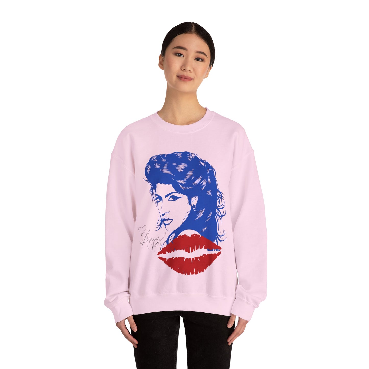 Amy Retro Kiss Graphic Hooded Sweatshirt for Fashion Lovers