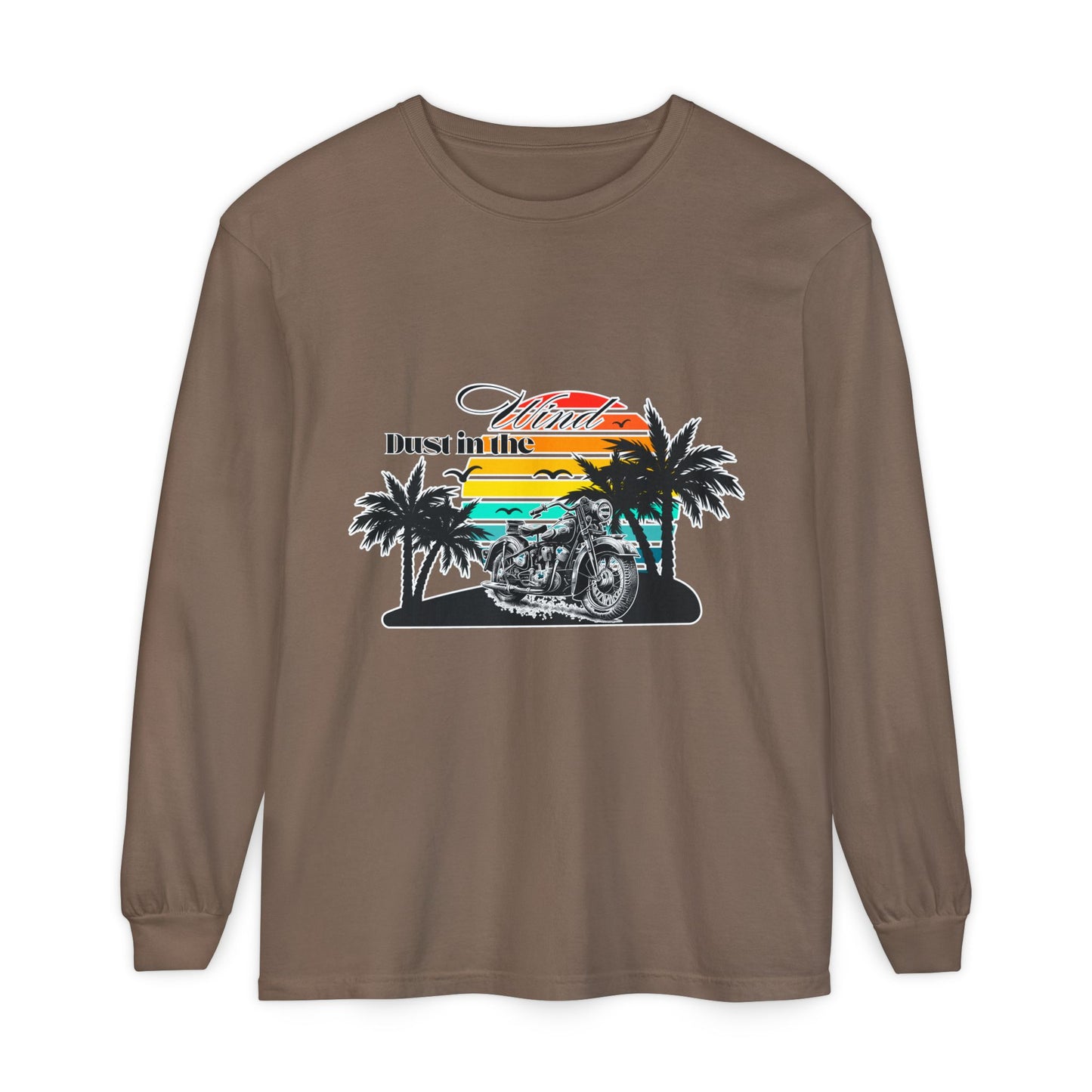 Dust in the Wind - Vintage Motorcycle & Sunset Design
