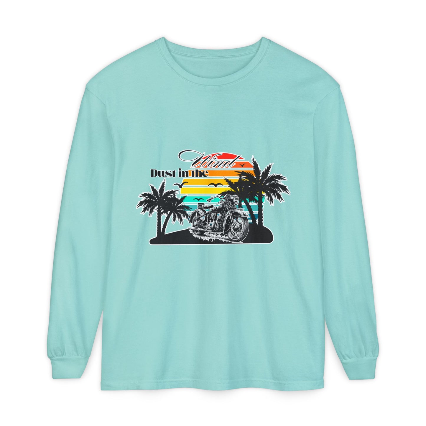 Dust in the Wind - Vintage Motorcycle & Sunset Design