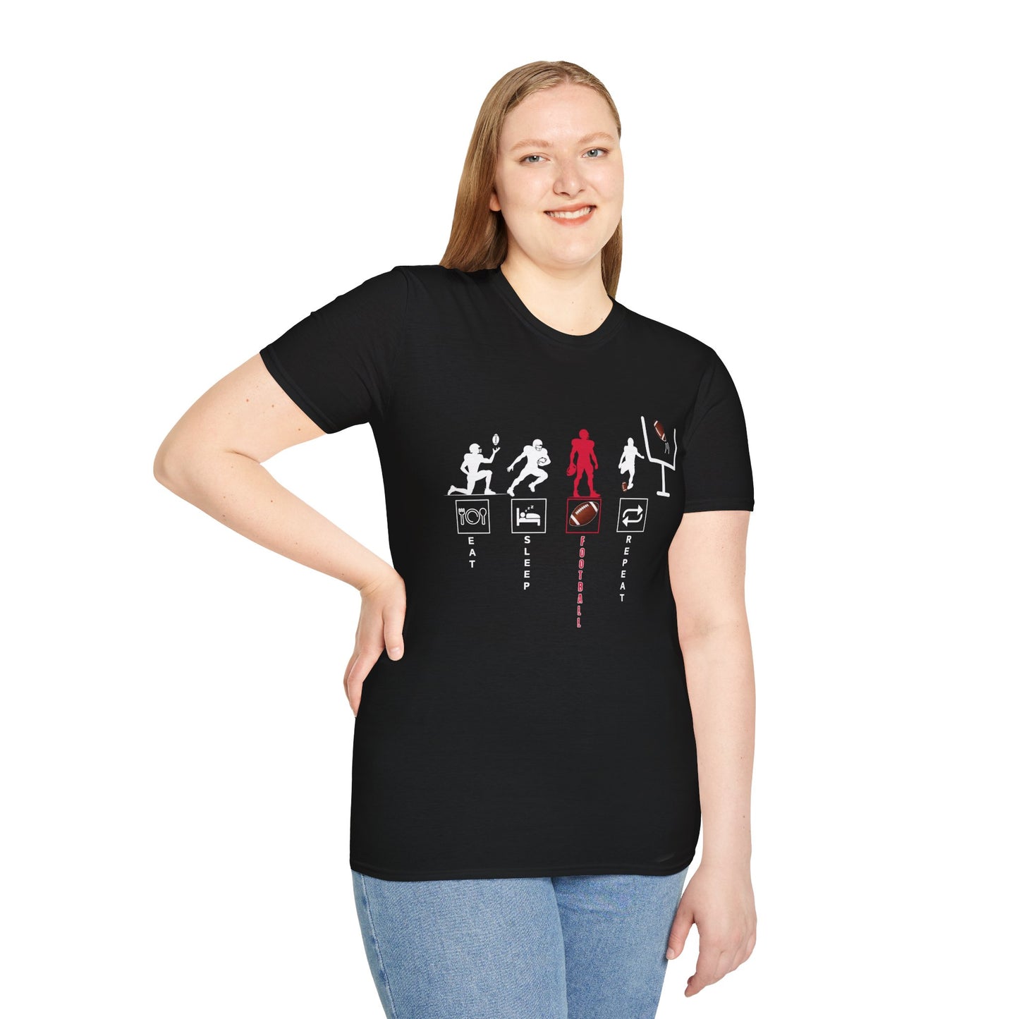 Football Life Unisex T-Shirt - Eat, Sleep, Football, Repeat
