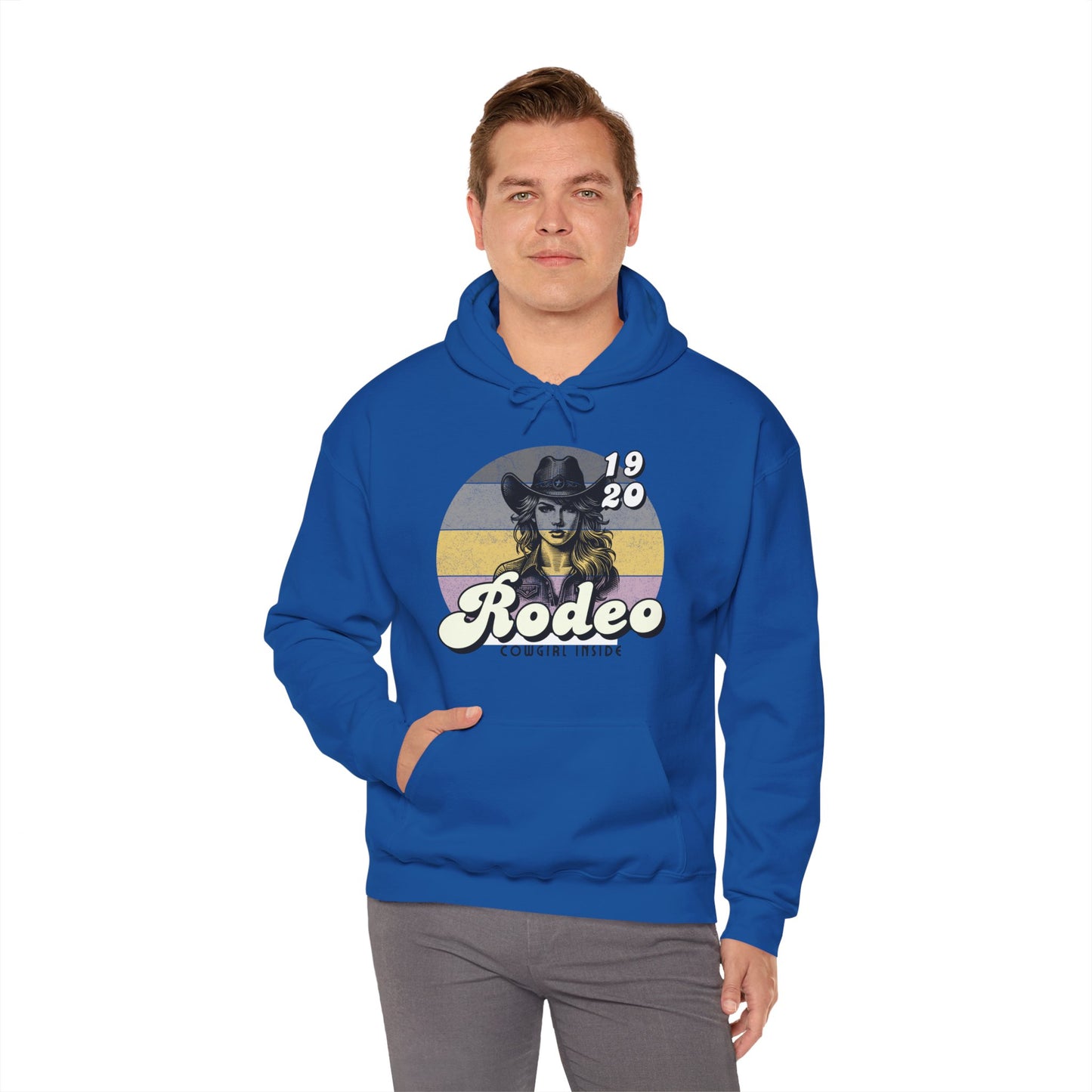 Rodeo Cowgirl Hooded HOODIE - Unisex Heavy Blend⢠- Retro Style