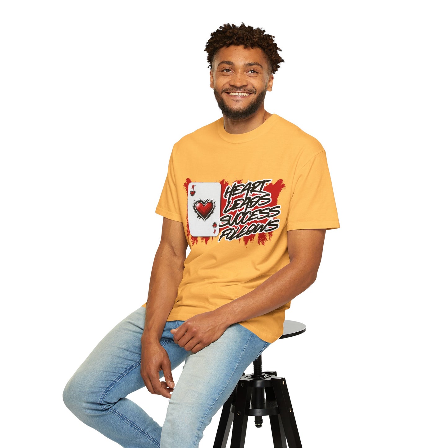 Heart Leads Success Unisex Heavy Cotton Tee | Graphic Tee | Casual Wear | Gift for Gamers | Inspirational Fashion | Streetwear