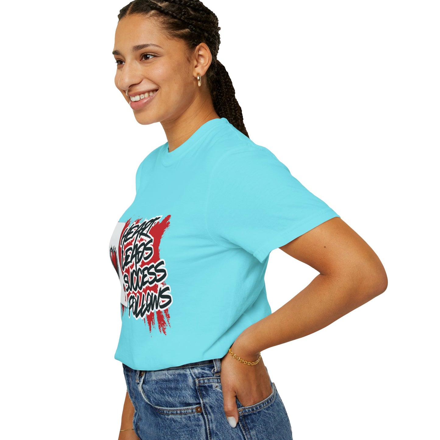 Heart Leads Success Unisex Heavy Cotton Tee | Graphic Tee | Casual Wear | Gift for Gamers | Inspirational Fashion | Streetwear
